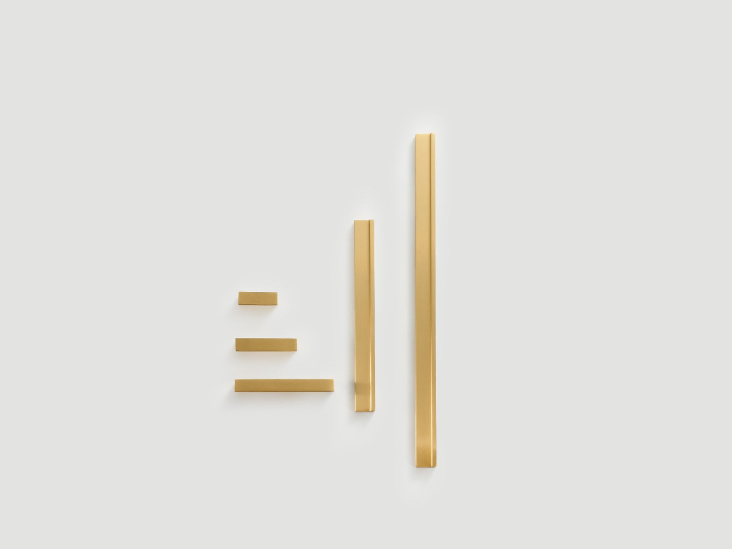 Flat Pull Handles - Solid Brushed Brass Drawer Knobs