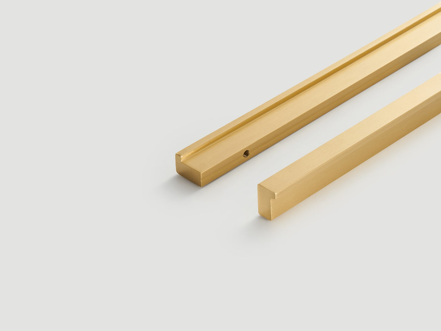 Flat Pull Handles - Solid Brushed Brass Drawer Knobs