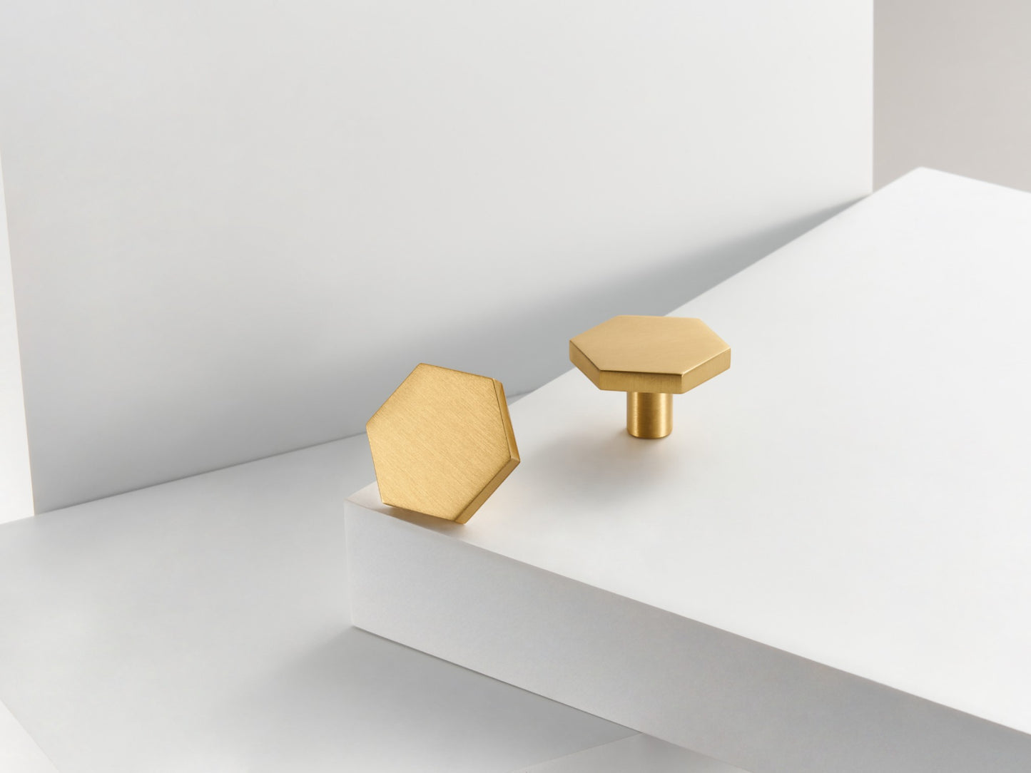Contemporary Hexagonal Brass Cabinet Knob - 30mm