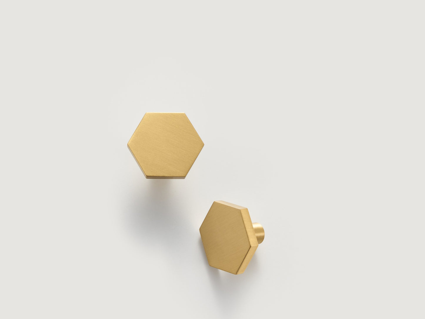Contemporary Hexagonal Brass Cabinet Knob - 30mm