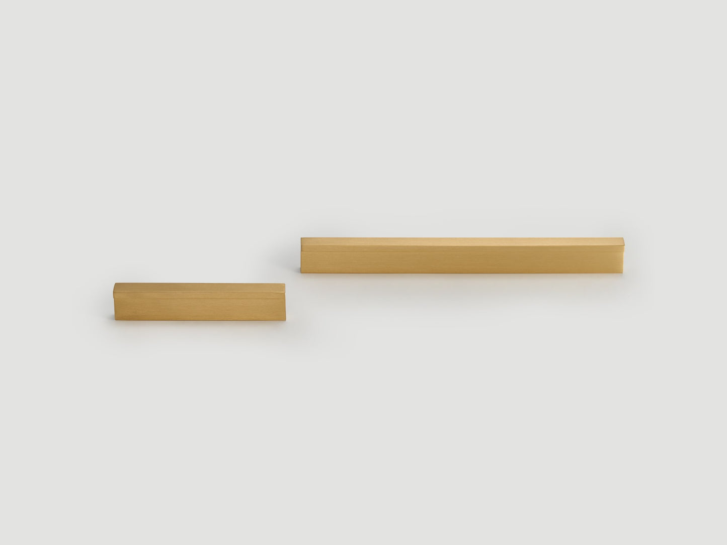 Flat Pull Handles - Solid Brushed Brass Drawer Knobs