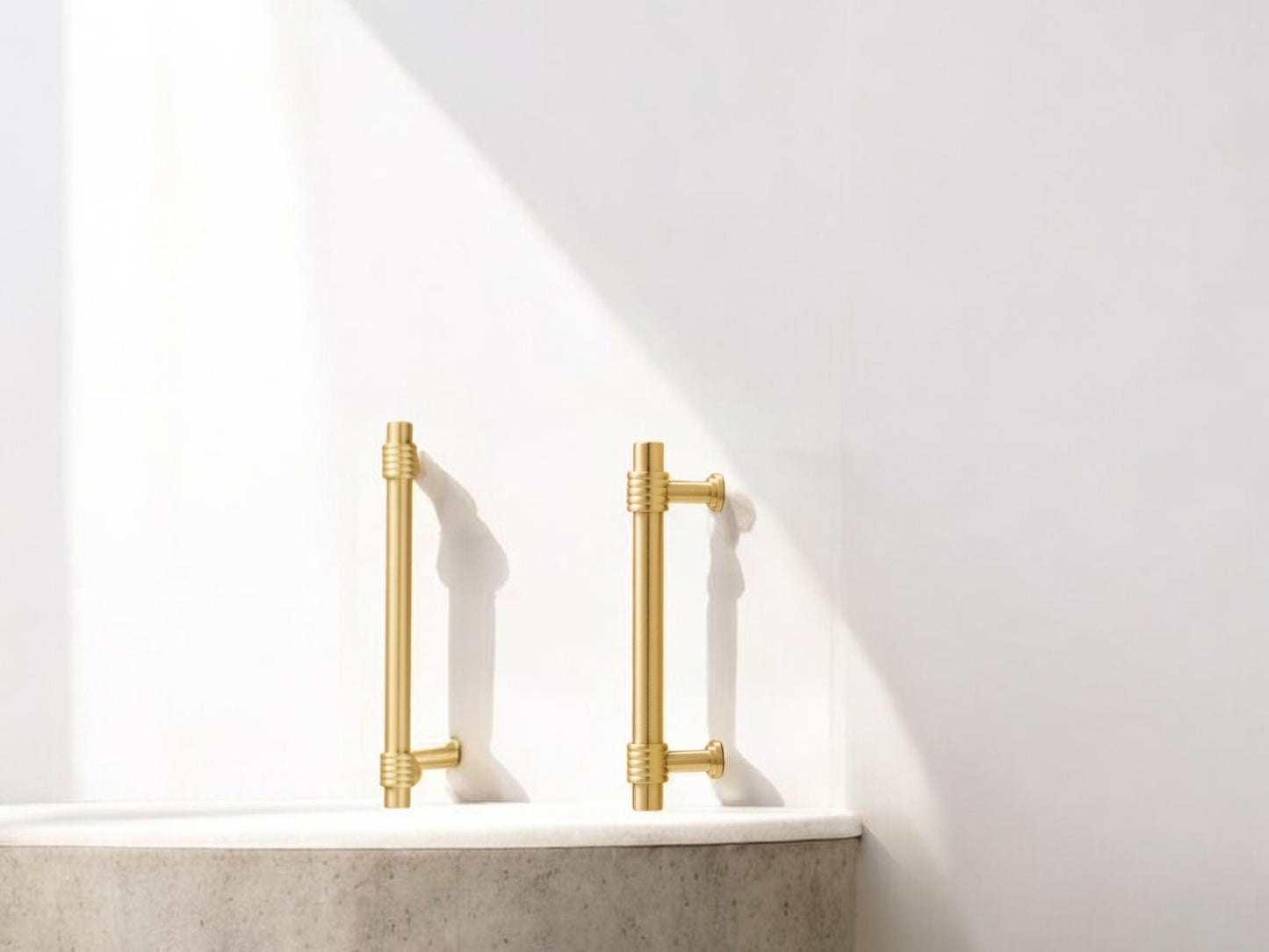 Solid Brass Ribbed Cabinet Handles