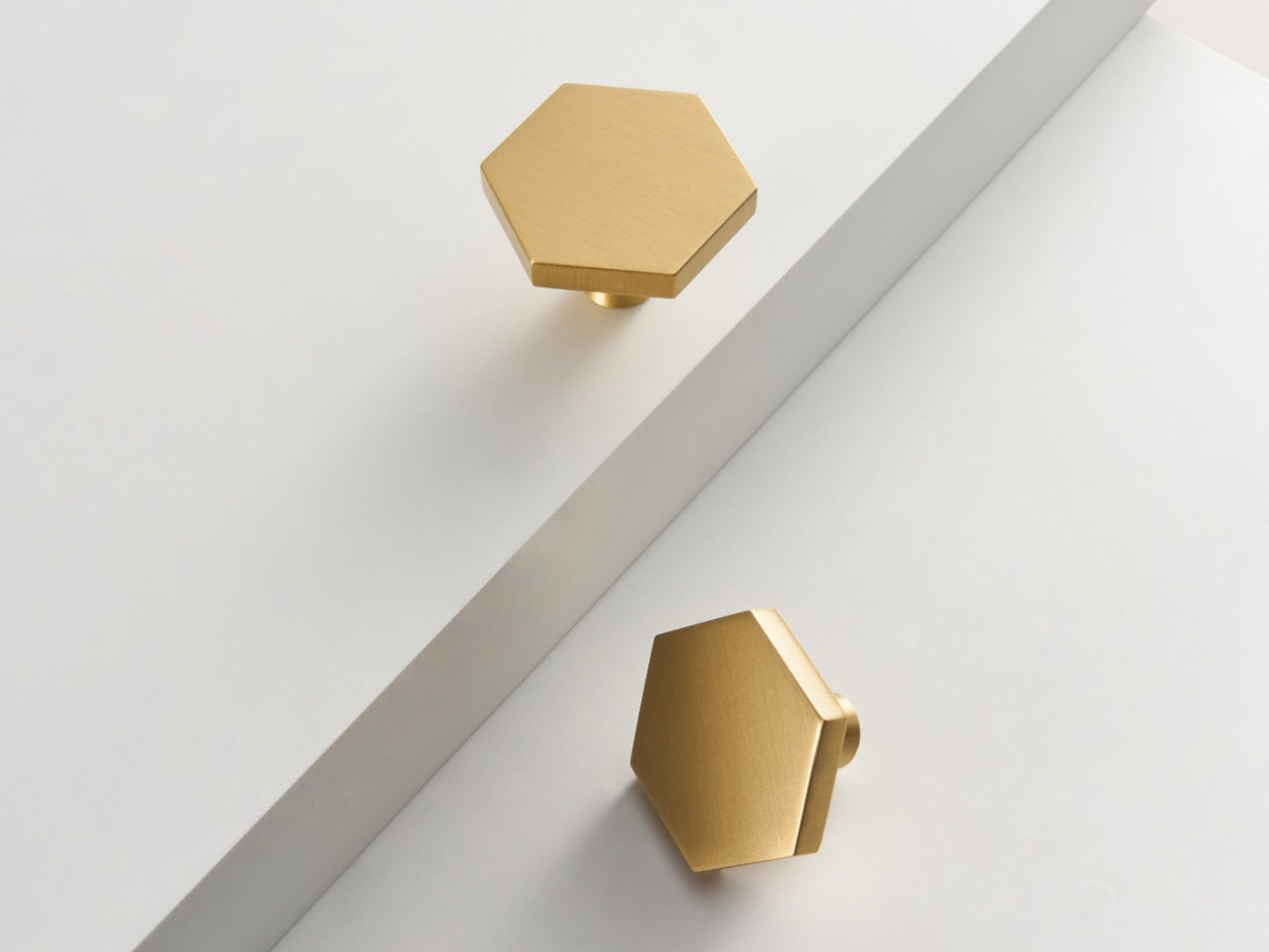Contemporary Hexagonal Brass Cabinet Knob - 30mm