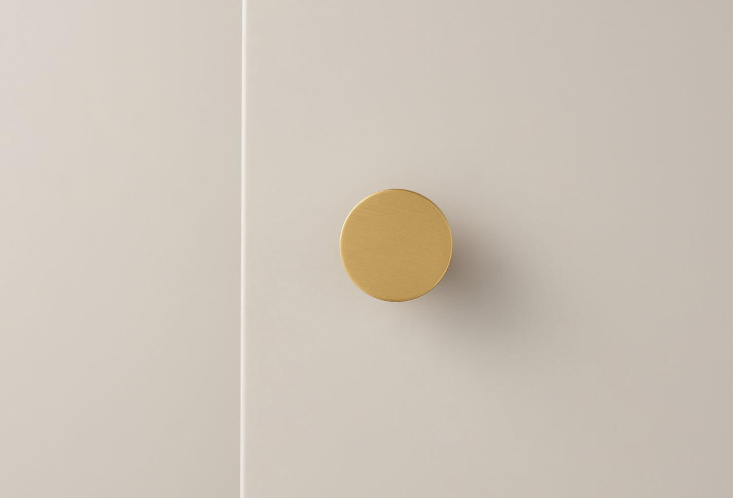 Flat Round Knobs - Solid Brushed Brass Drawer Knobs - 20mm to 32mm