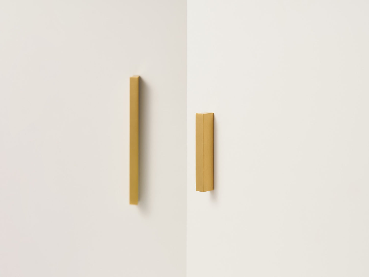 Flat Pull Handles - Solid Brushed Brass Drawer Knobs