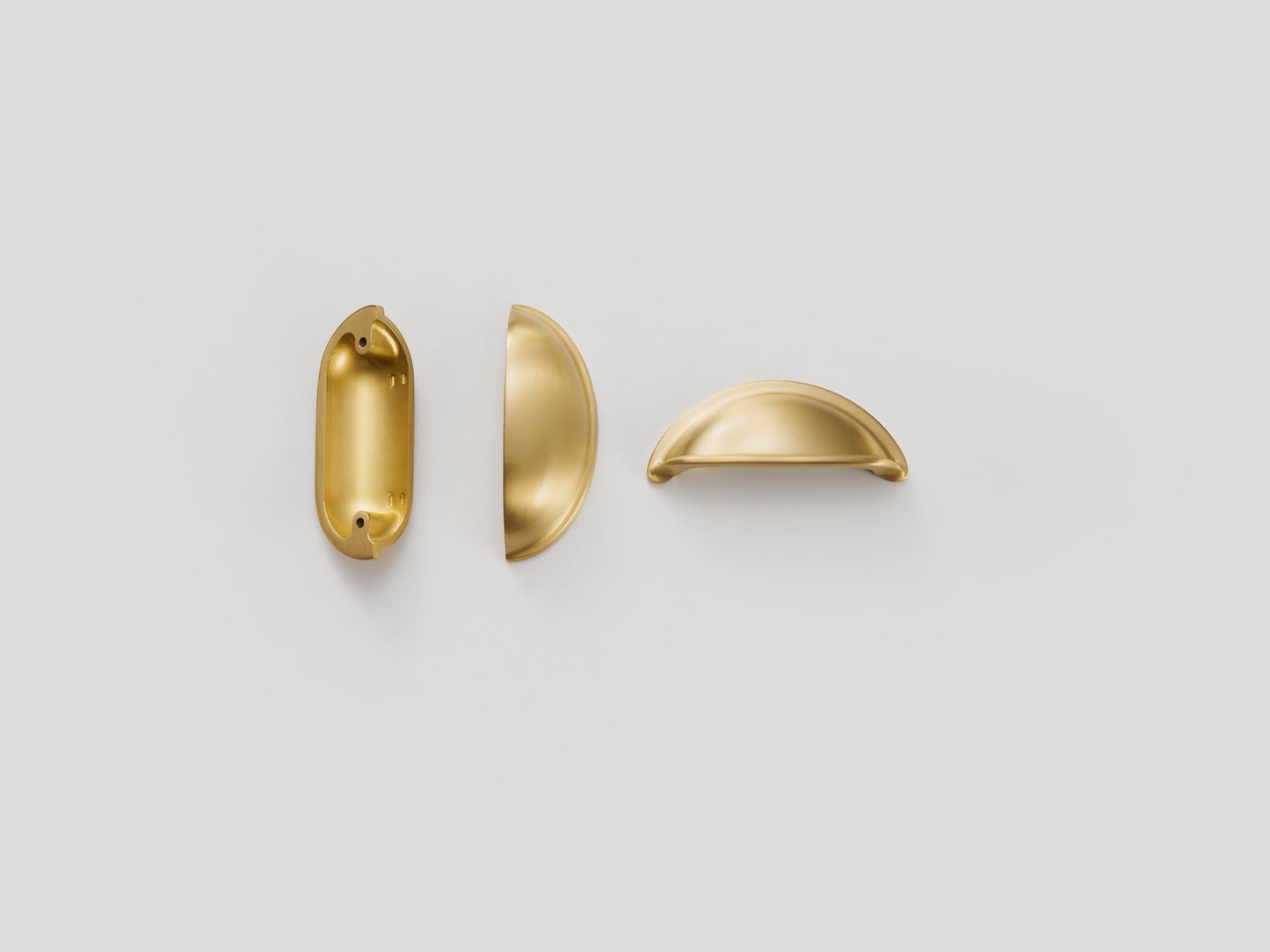 Brushed Brass Cup Pull Handle – Solid Brass Kitchen Drawer & Cabinet Handle