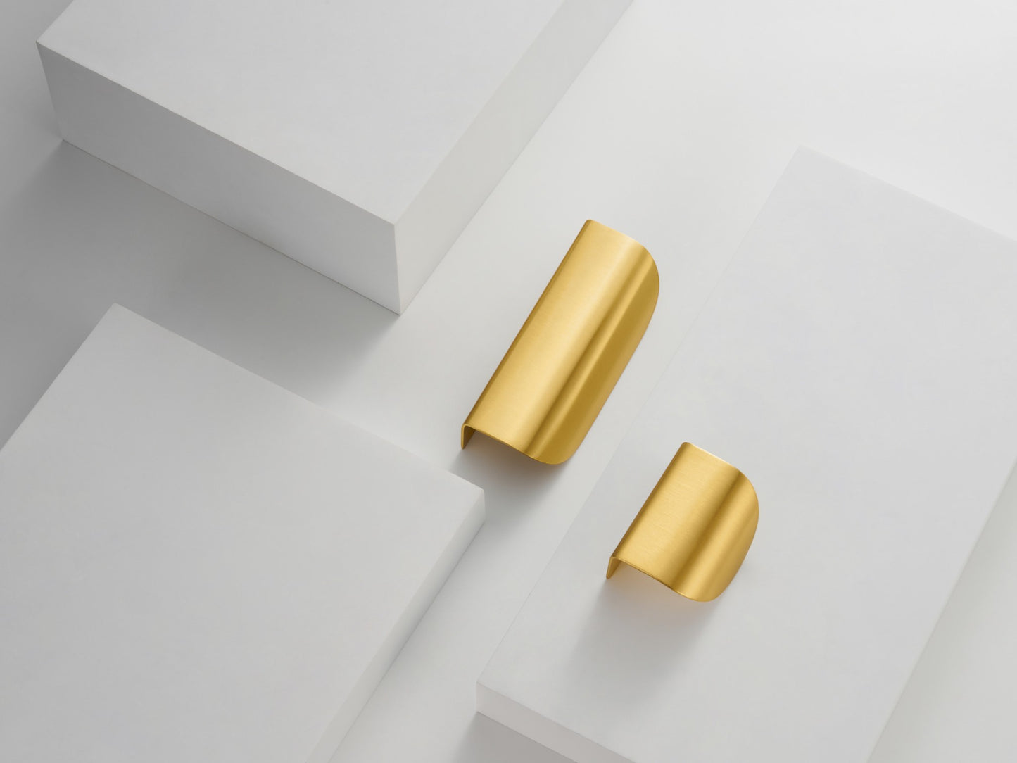 Curved Drawer Pulls - Solid Brushed Brass Drawer Pulls