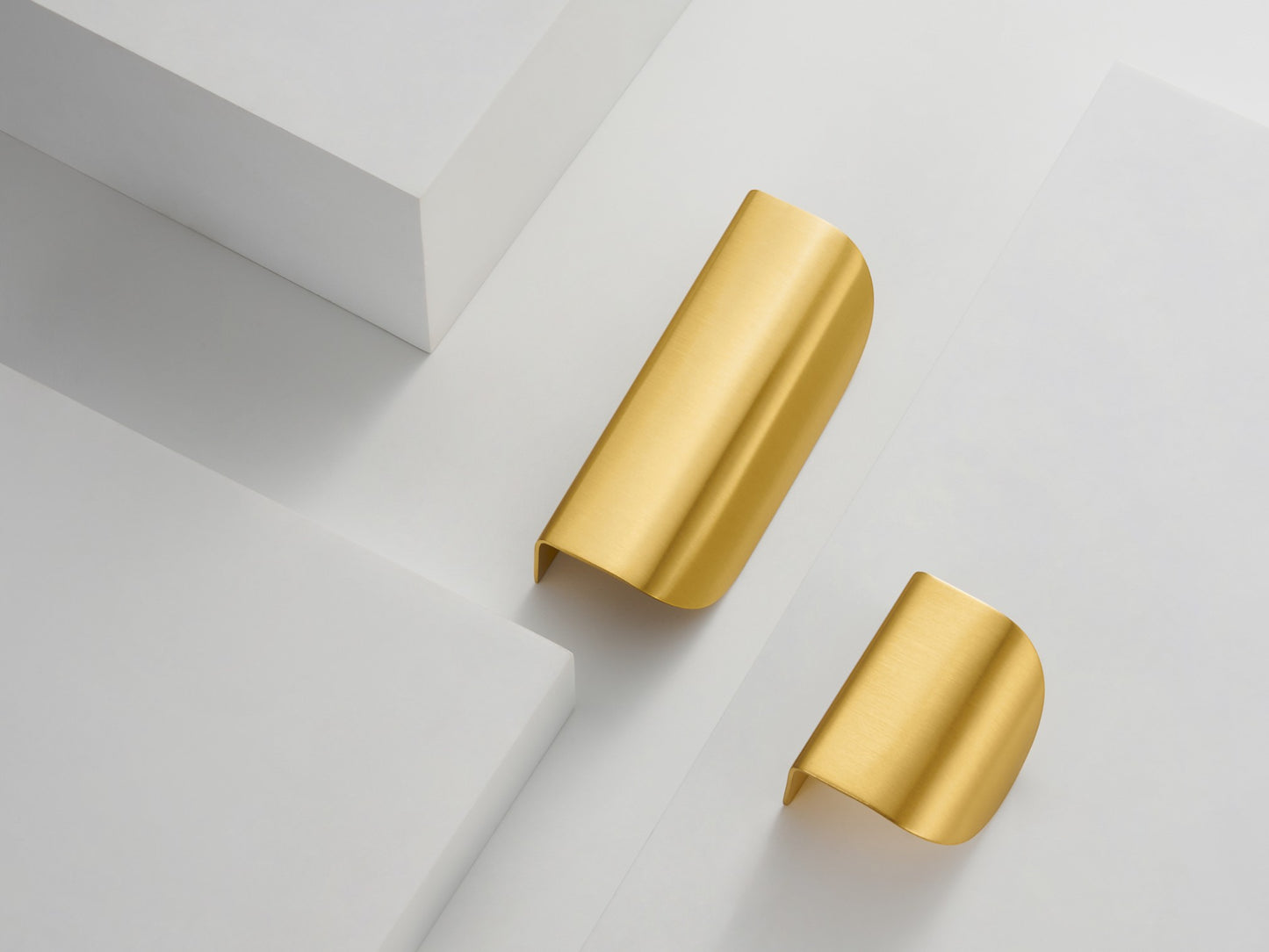 Curved Drawer Pulls - Solid Brushed Brass Drawer Pulls