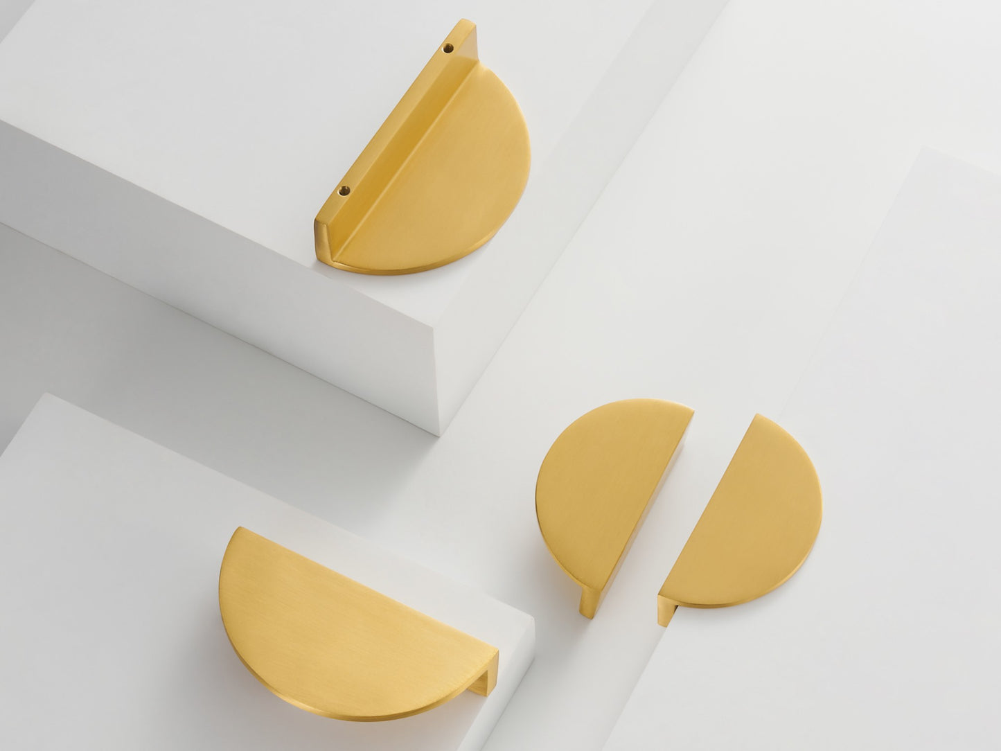 Angled Drawer Pulls - Solid Brushed Brass Drawer Pulls