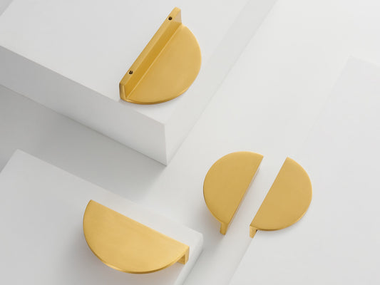 Angled Drawer Pulls - Solid Brushed Brass Drawer Pulls