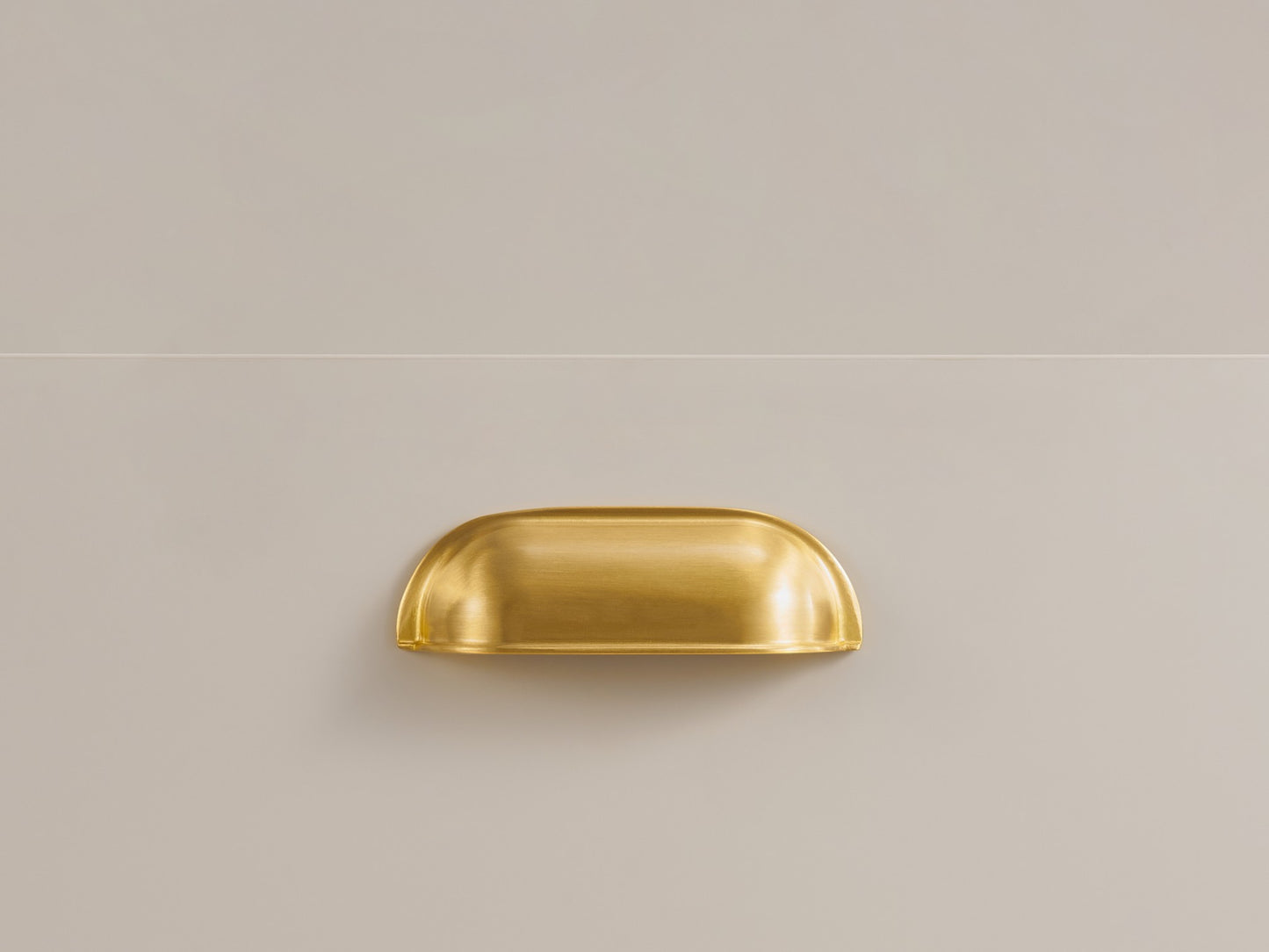 Brushed Brass Cup Pull Handle – Solid Brass Kitchen Drawer & Cabinet Handle