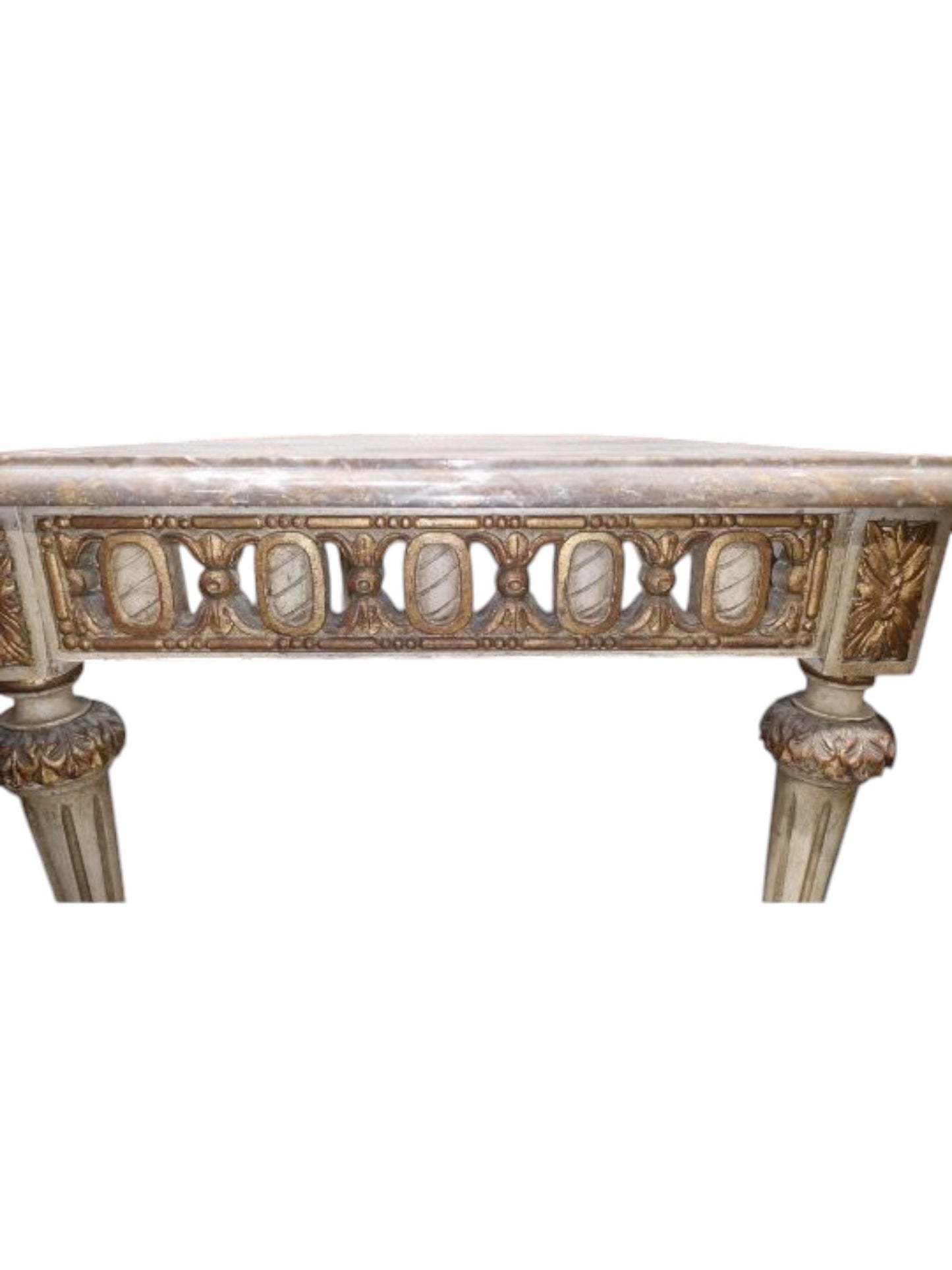 20th century coffee table in the French Louis XV manner, the rectangular marble top with