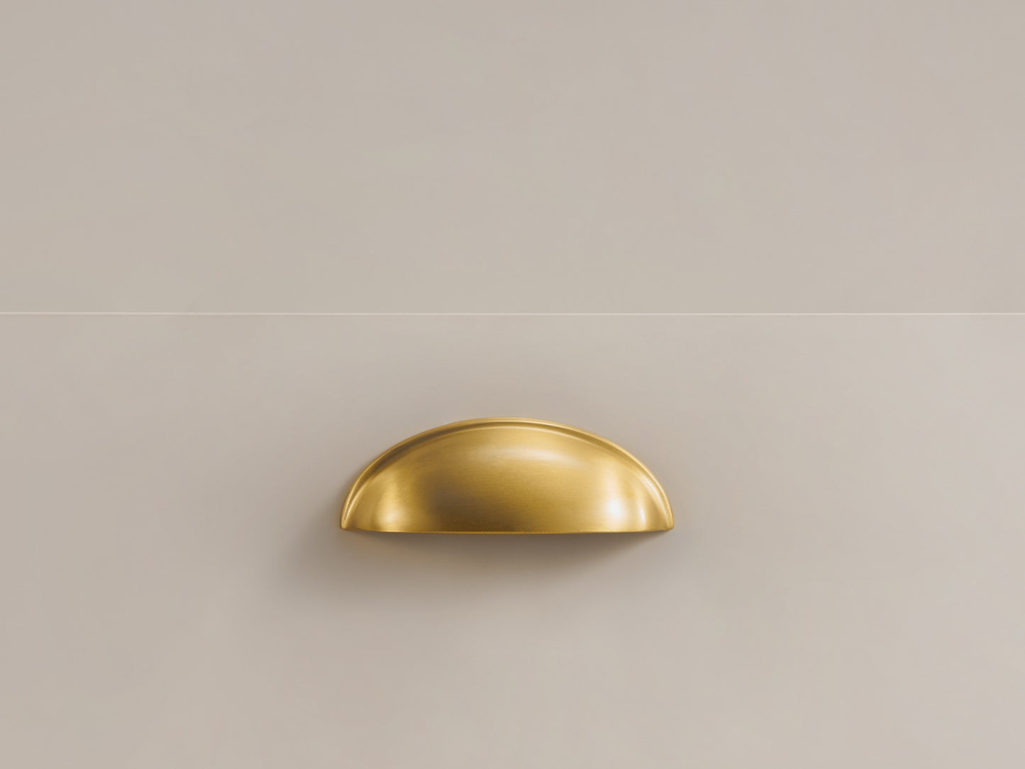 Brushed Brass Cup Pull Handle – Solid Brass Kitchen Drawer & Cabinet Handle