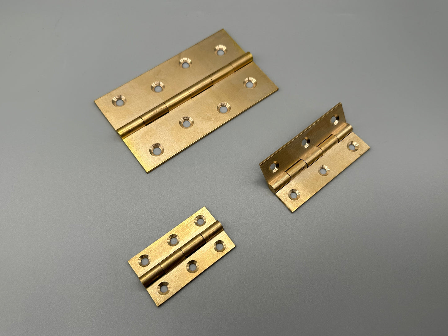Pair of Solid Hinges for Doors & Cabinets - Unlacqured - Various Sizes - Pair