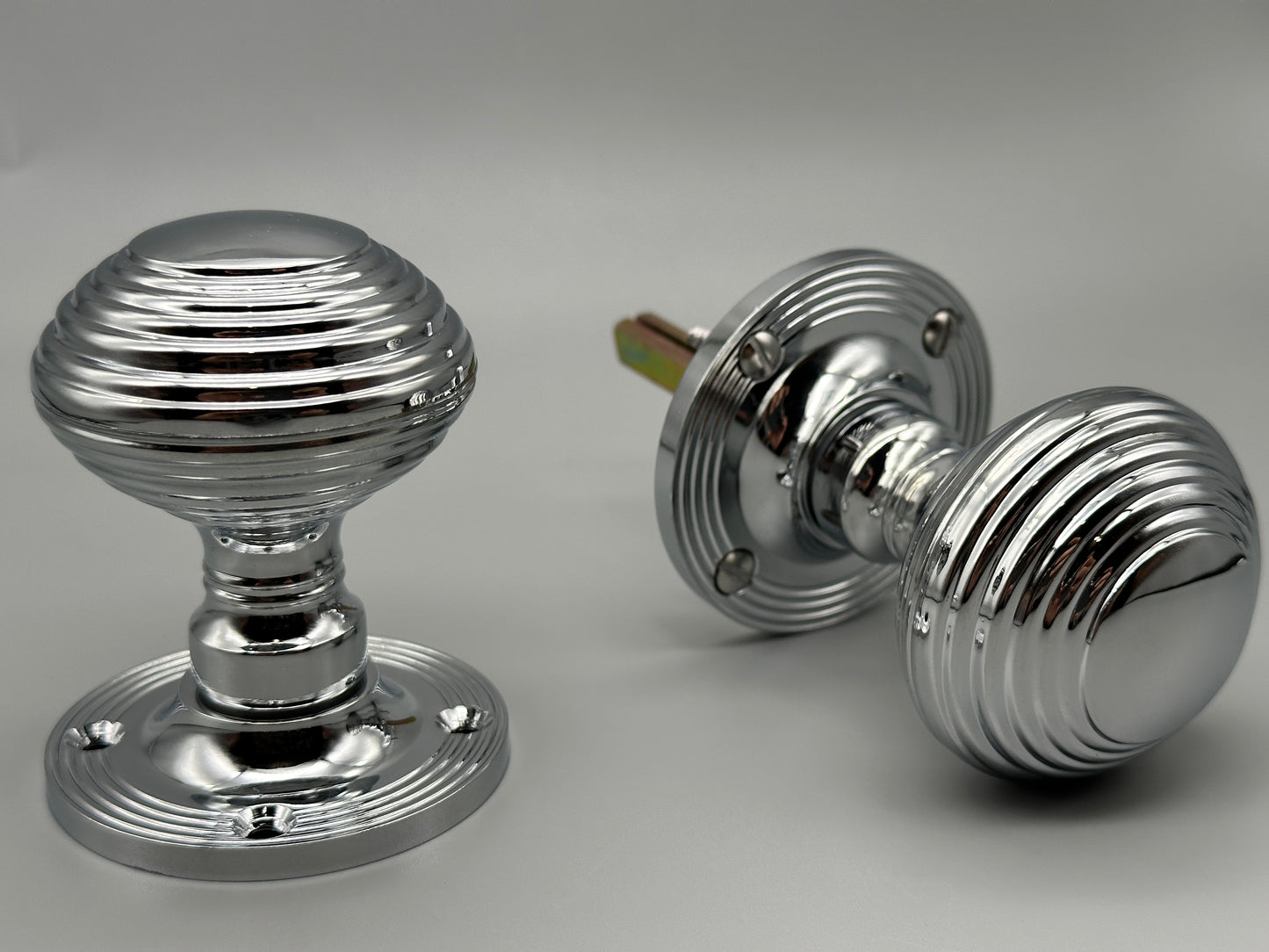 Beehive Chrome Mortice Set - 40mm Door Knob Set