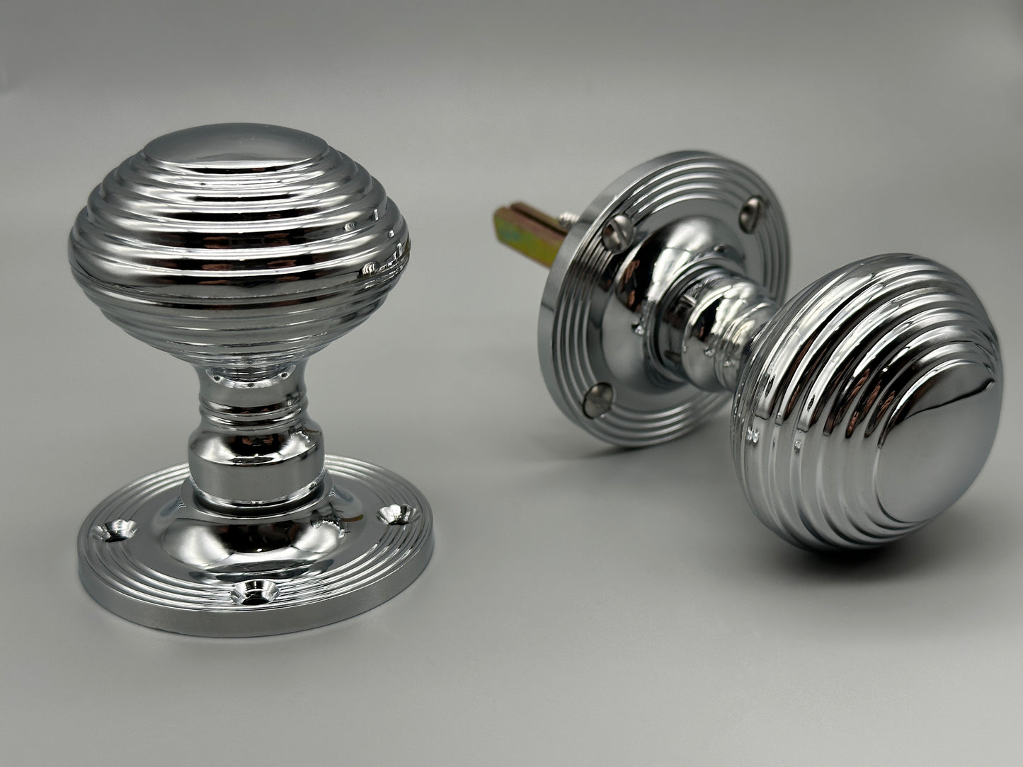 Beehive Chrome Mortice Set - 40mm Door Knob Set