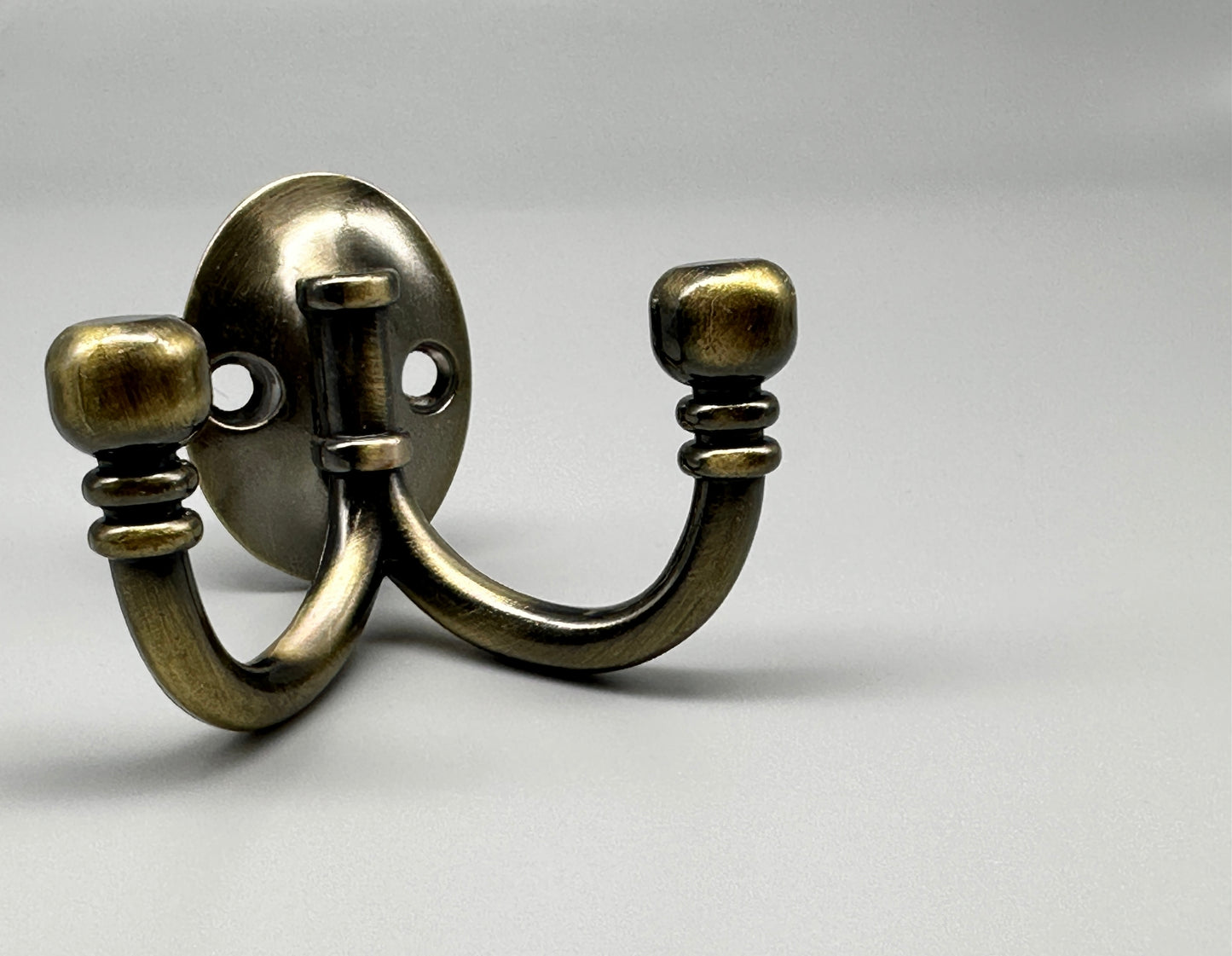 Ball End Twin Coat Hooks - Antique Brass Finish - Pack of 1
