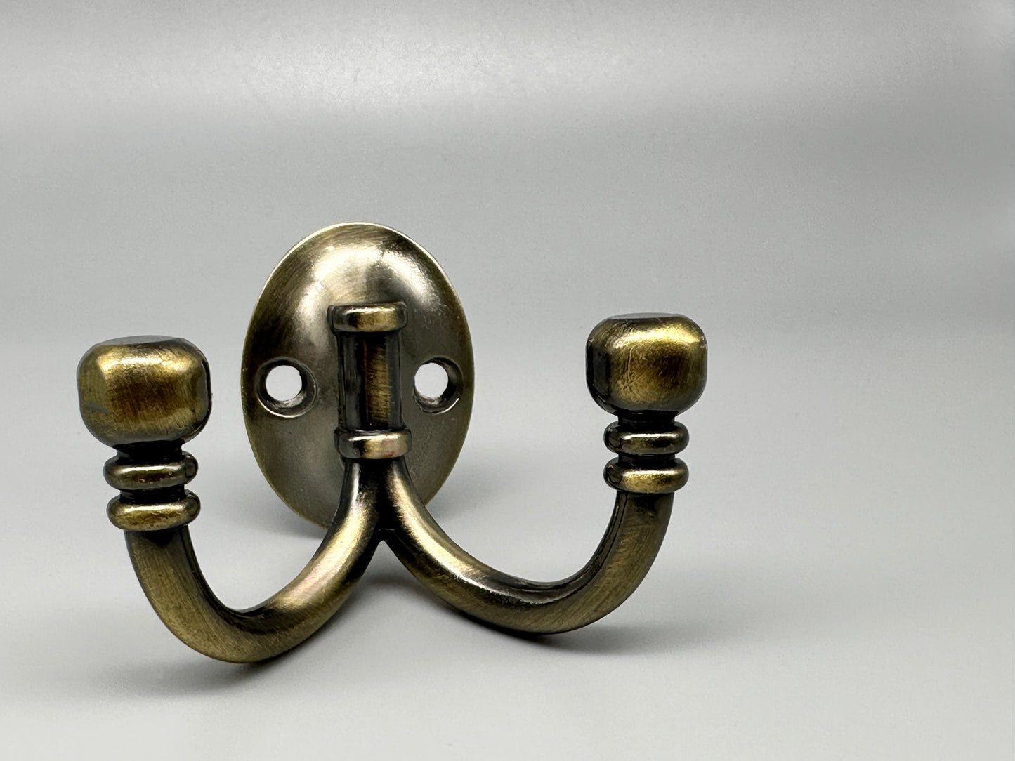 Ball End Twin Coat Hooks - Antique Brass Finish - Pack of 1