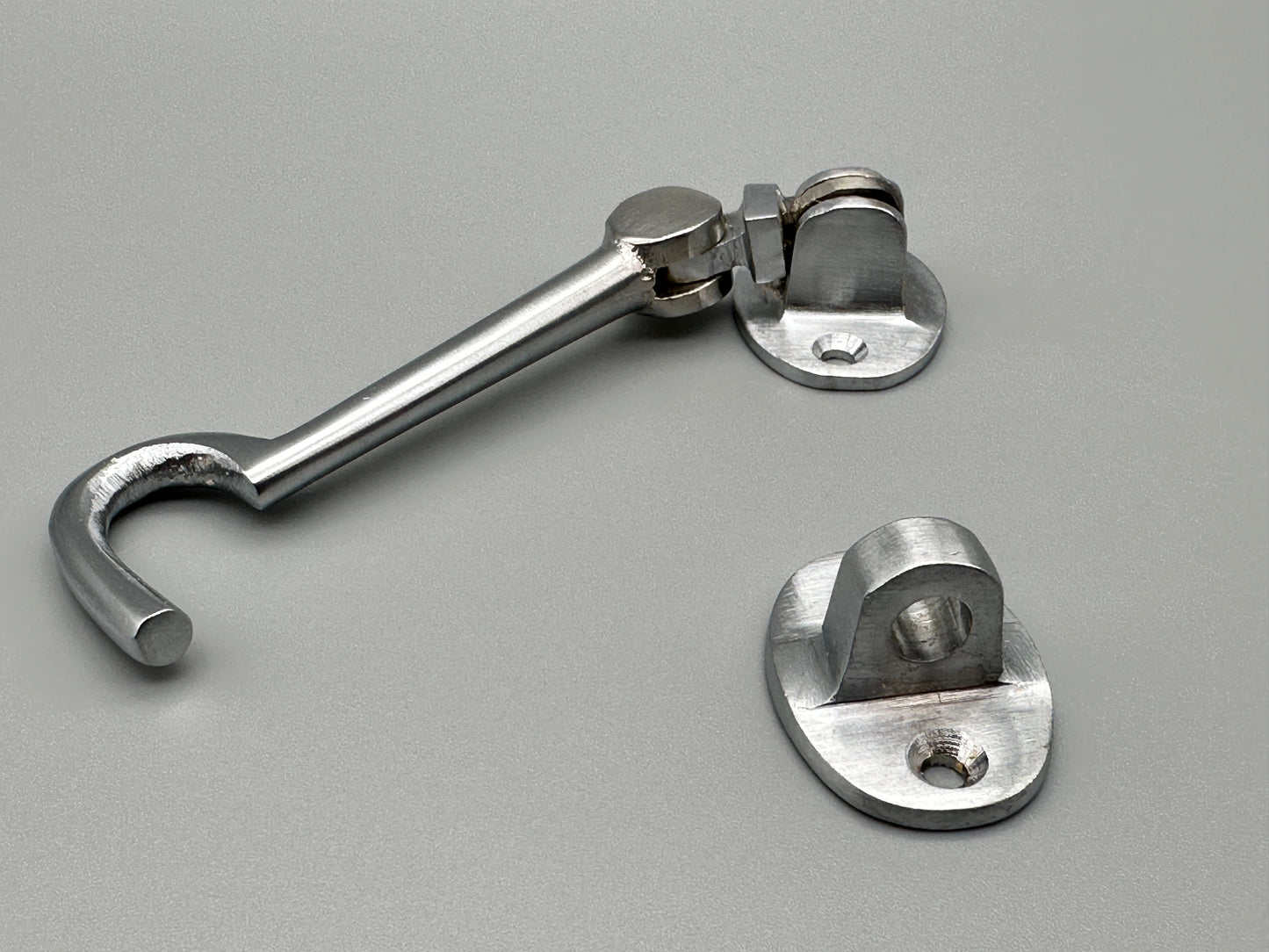 Solid Satin Chrome Silent Cabin Hook - Various Sizes - Satin Cabin Hook