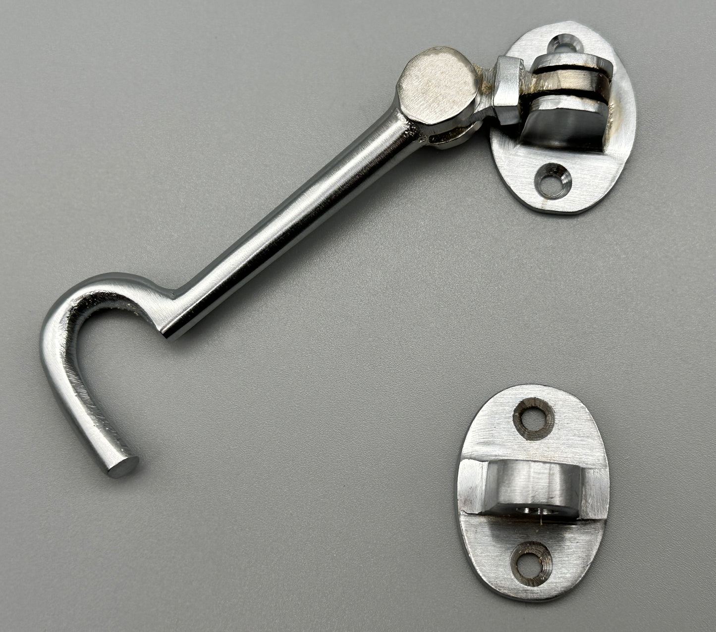 Solid Satin Chrome Silent Cabin Hook - Various Sizes - Satin Cabin Hook