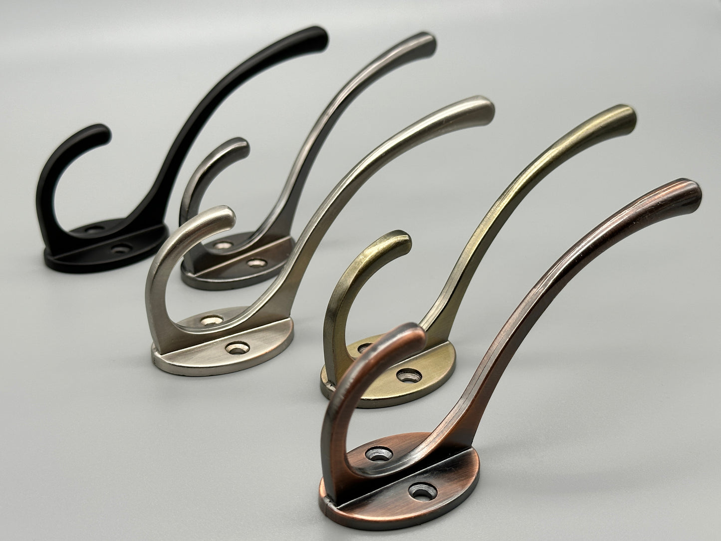 Double Metal Hooks - Hat & Coat Solid Metal Hooks - Various Colours