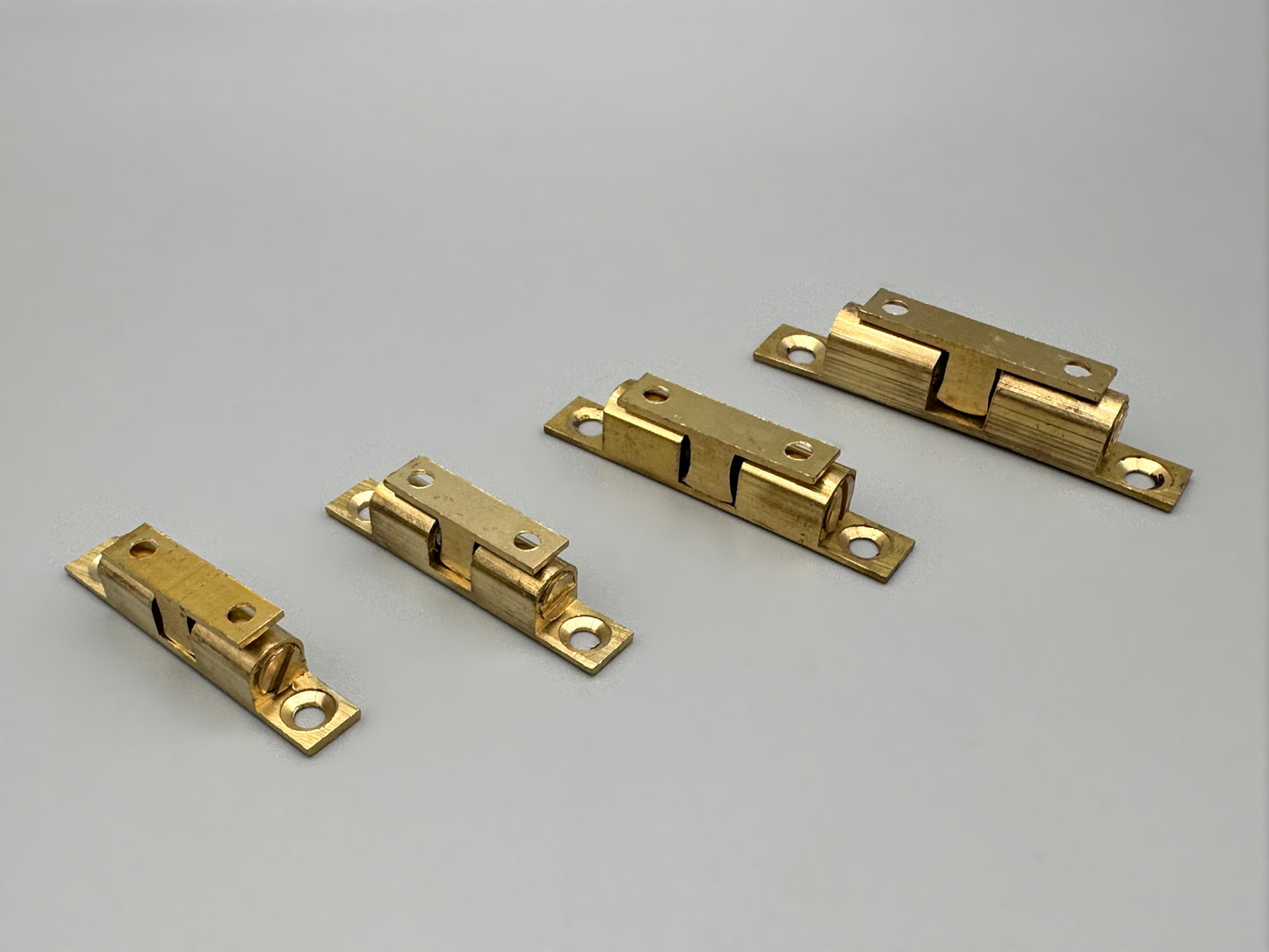 Solid Brass Cabinet Double Ball Catches With Matching Screws - Pack of 2