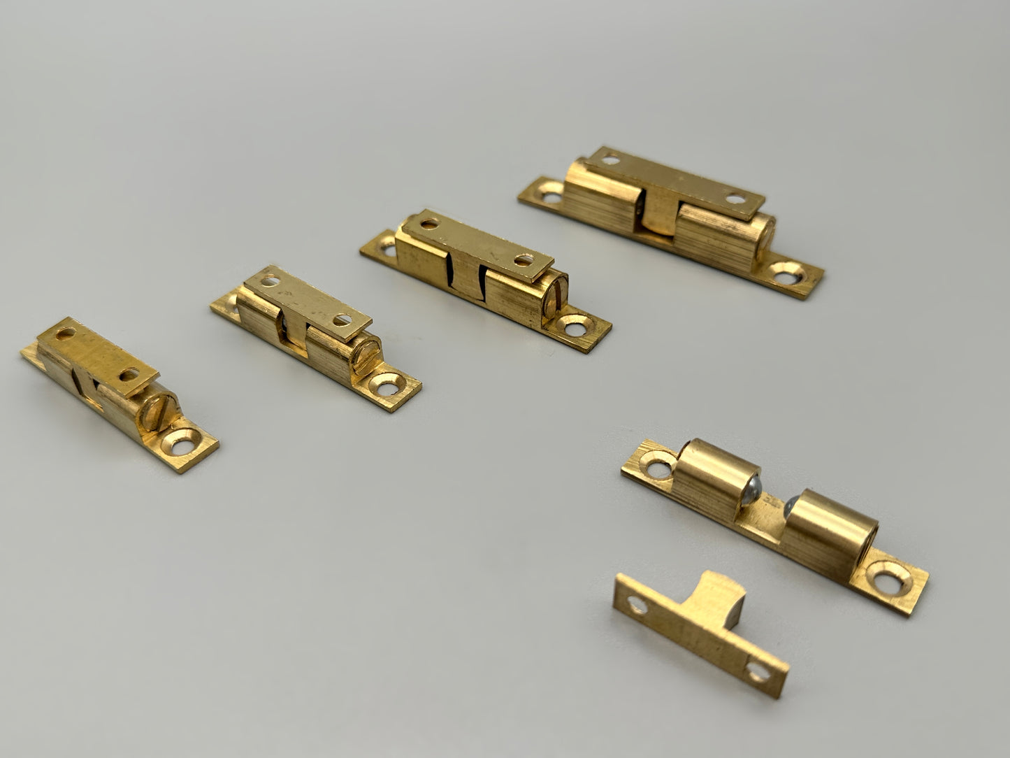 Solid Brass Cabinet Double Ball Catches With Matching Screws - Pack of 2