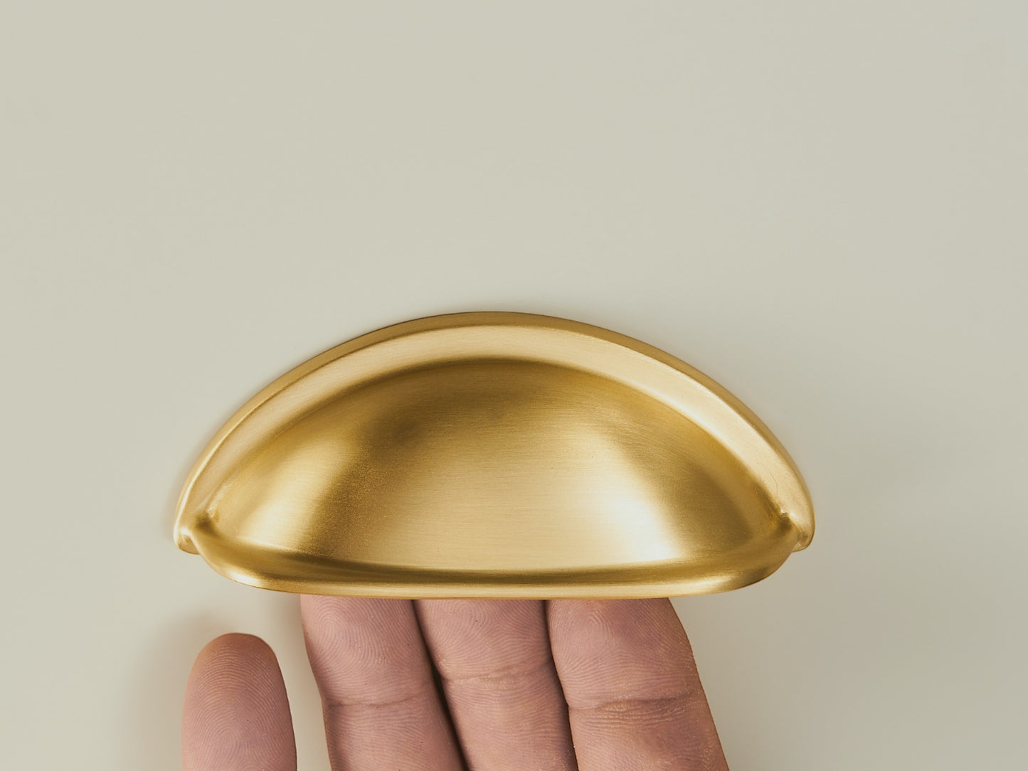 Brushed Brass Cup Pull Handle – Solid Brass Kitchen Drawer & Cabinet Handle