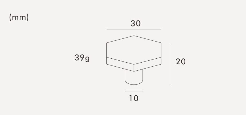 Contemporary Hexagonal Brass Cabinet Knob - 30mm