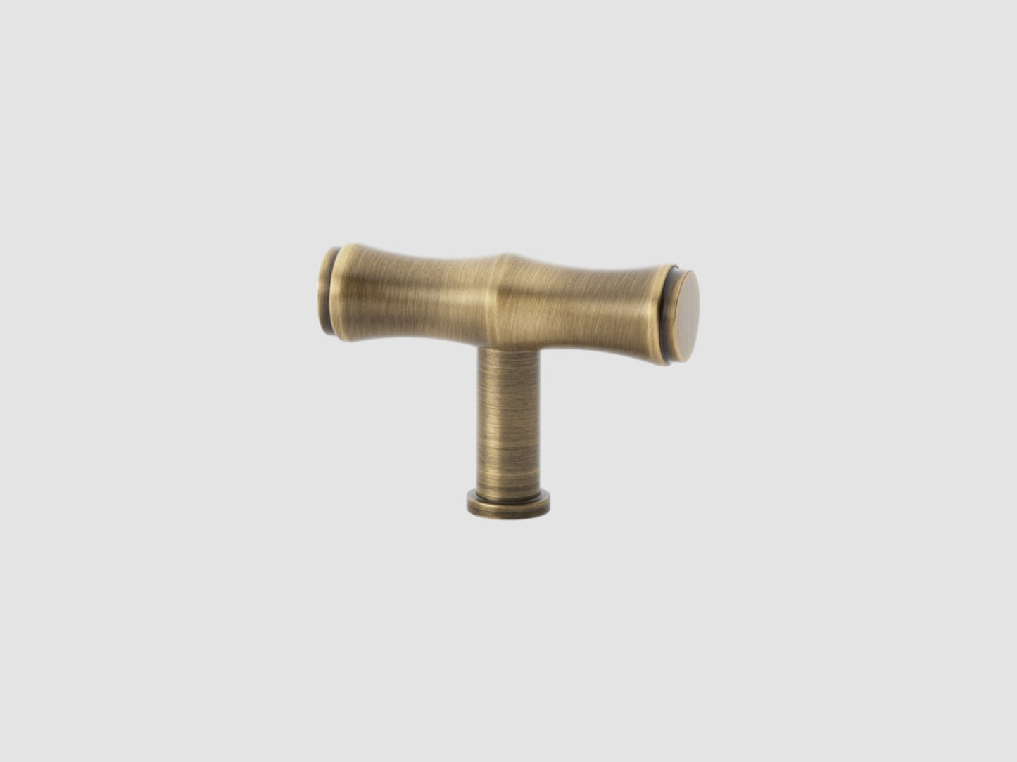 Bamboo t-bar cupboard knob 55mm antique brass