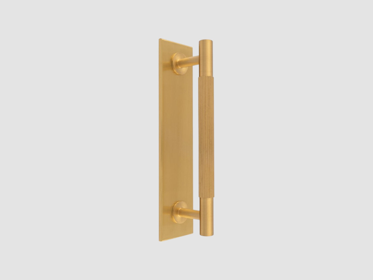 Lines Pull Handles on backplate – Satin Brass – 128mm c/c