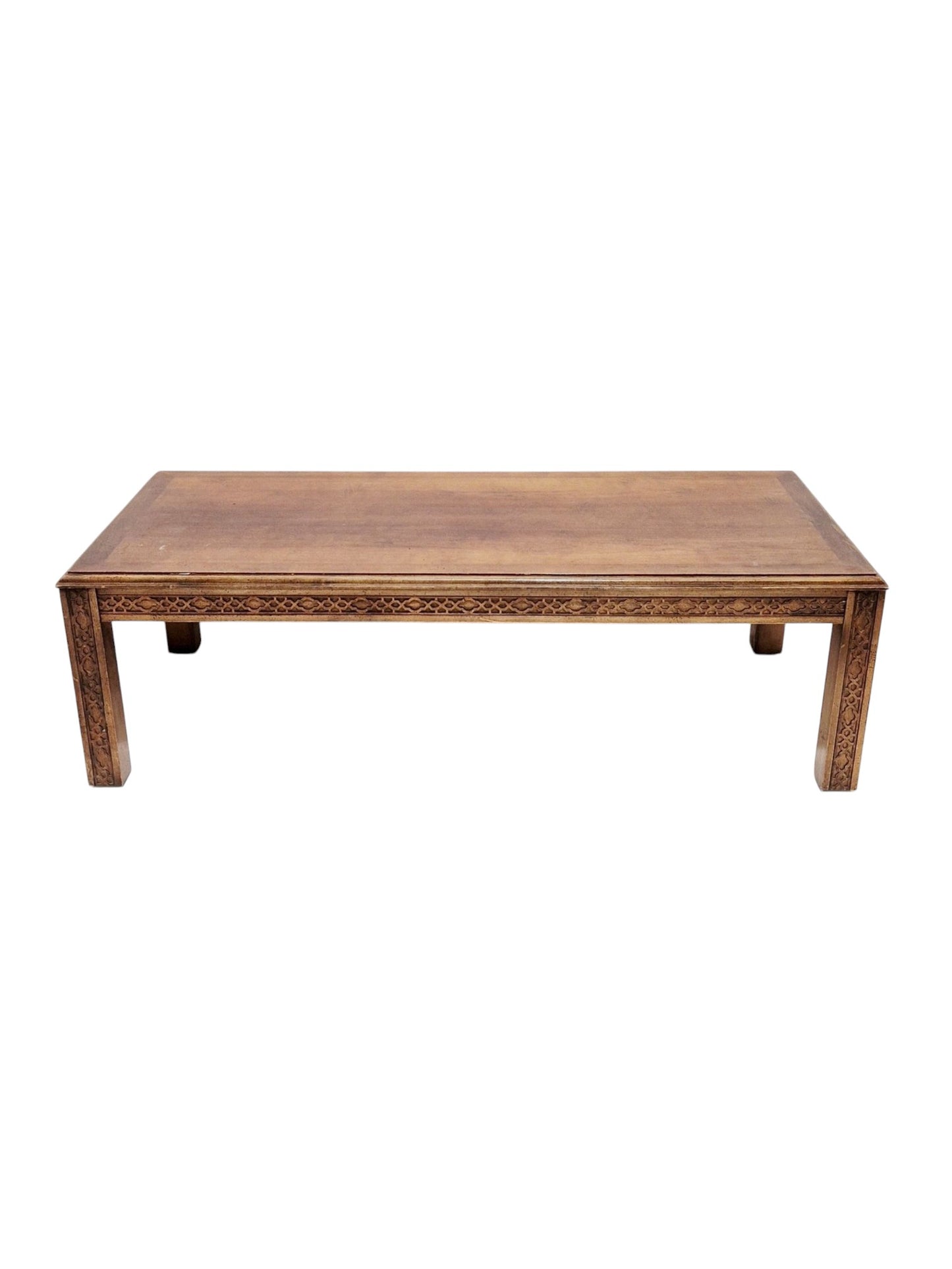 Mahogany coffee table in the George III manner, the rectangular top with moulded edge over a blind