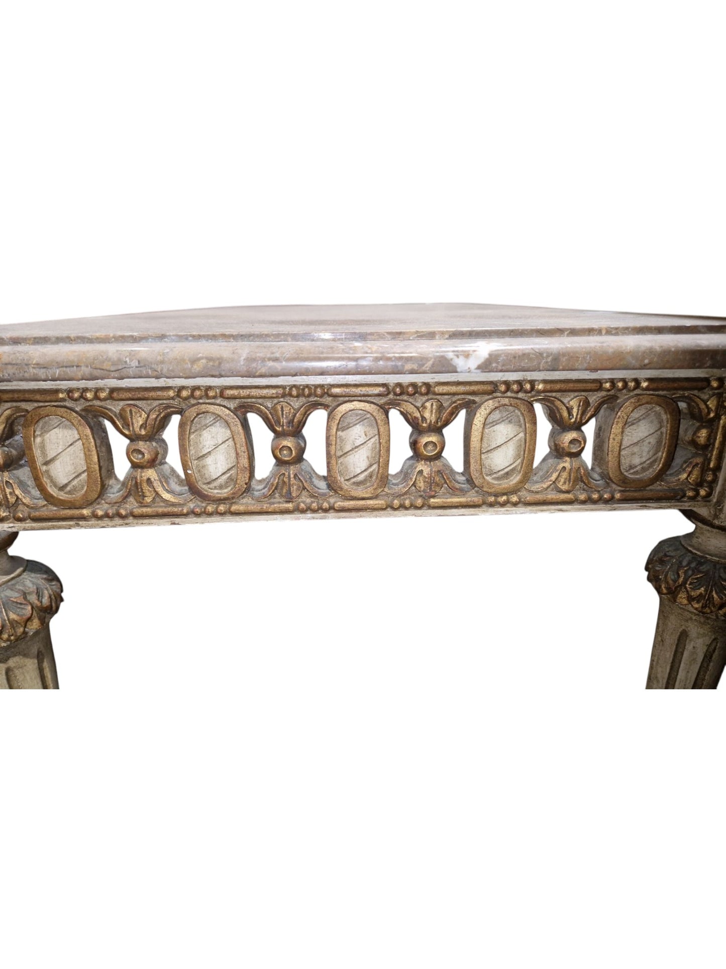 20th century coffee table in the French Louis XV manner, the rectangular marble top with