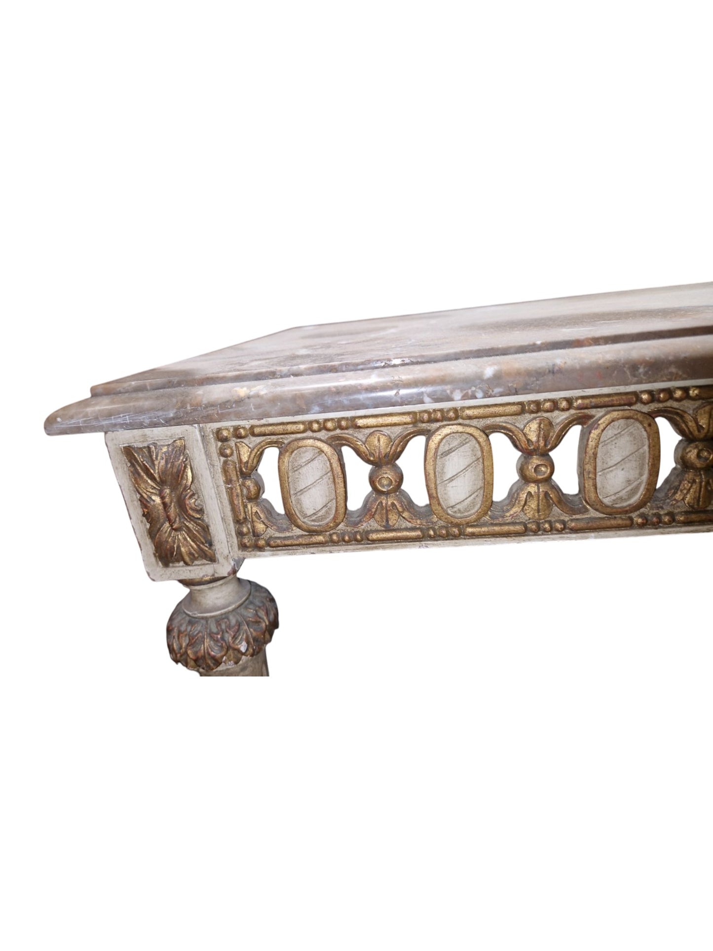 20th century coffee table in the French Louis XV manner, the rectangular marble top with