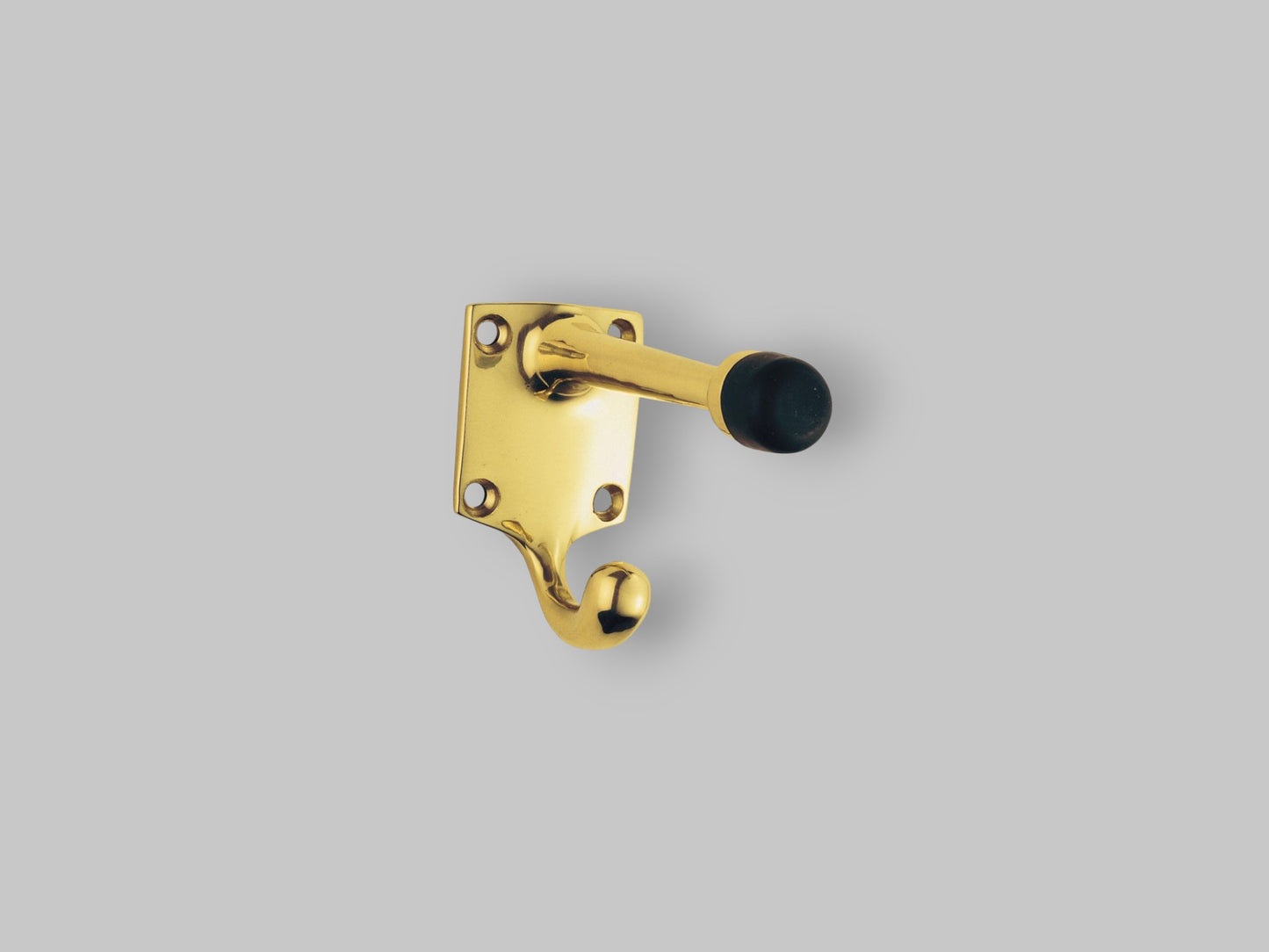 Hat and Coat Hook with Rubber Buffer – Polished Brass – 86mm