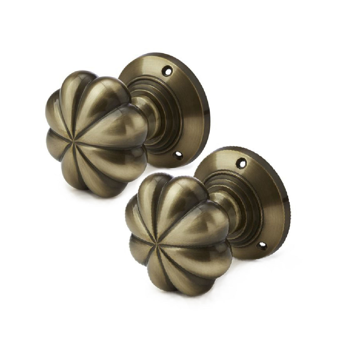 Laura Ashley Lilian Mortice Door Knobs - Antique Brass Pair