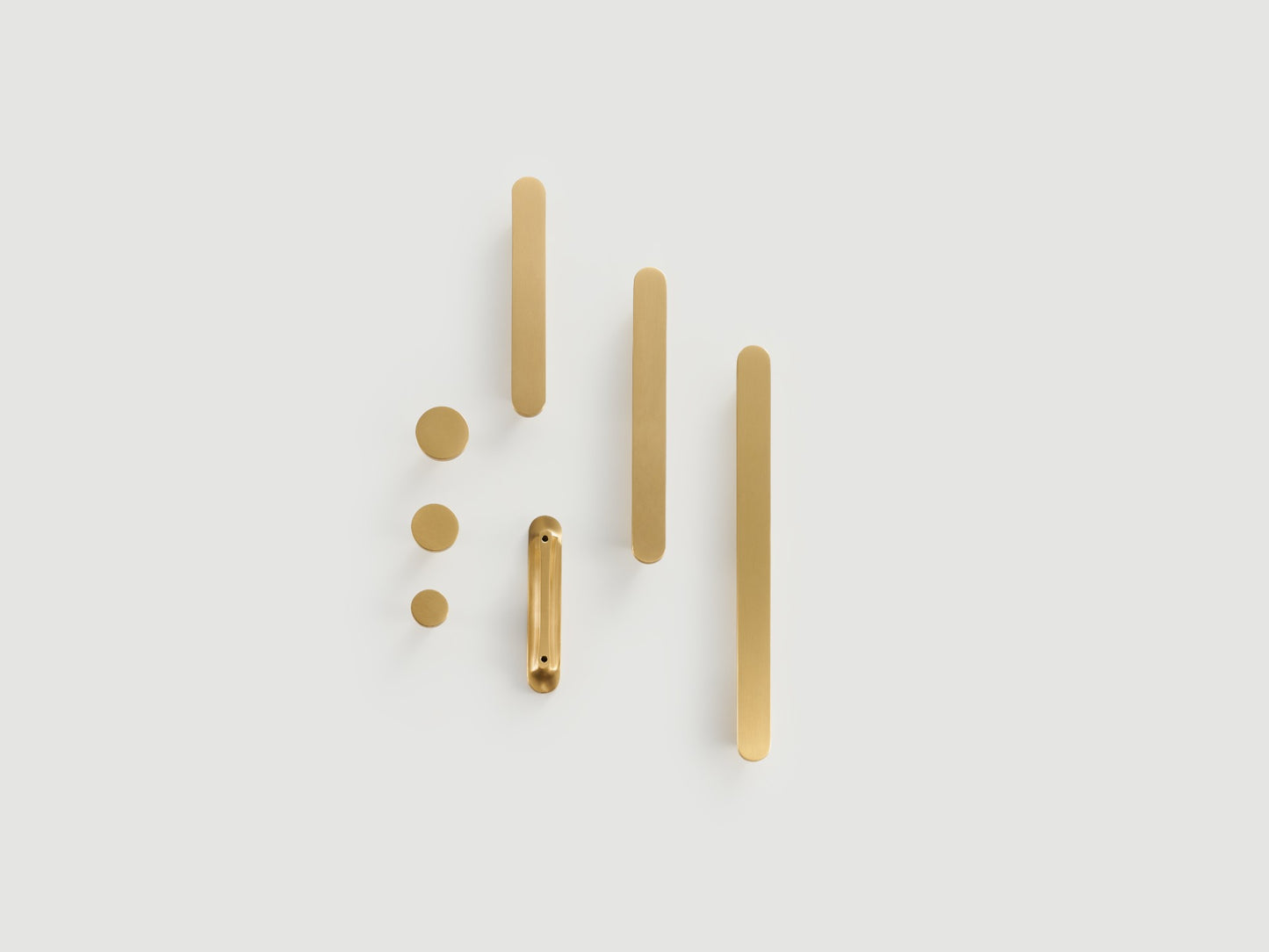 Flat Round Pulls - Solid Brushed Brass Drawer Pulls