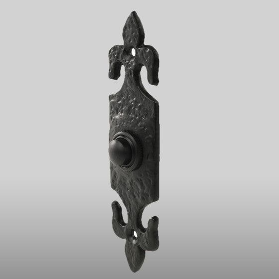 Antique Black Bell Push Button - Fleur-De-LYS - Black Antique Finish - 1 set