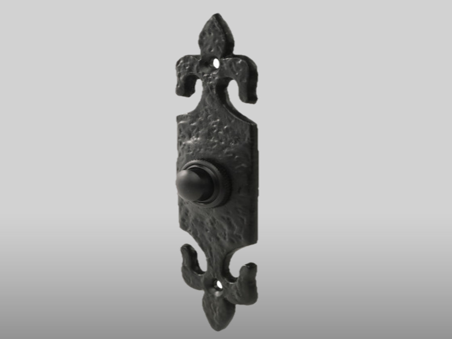 Antique Black Bell Push Button - Fleur-De-LYS - Black Antique Finish - 1 set
