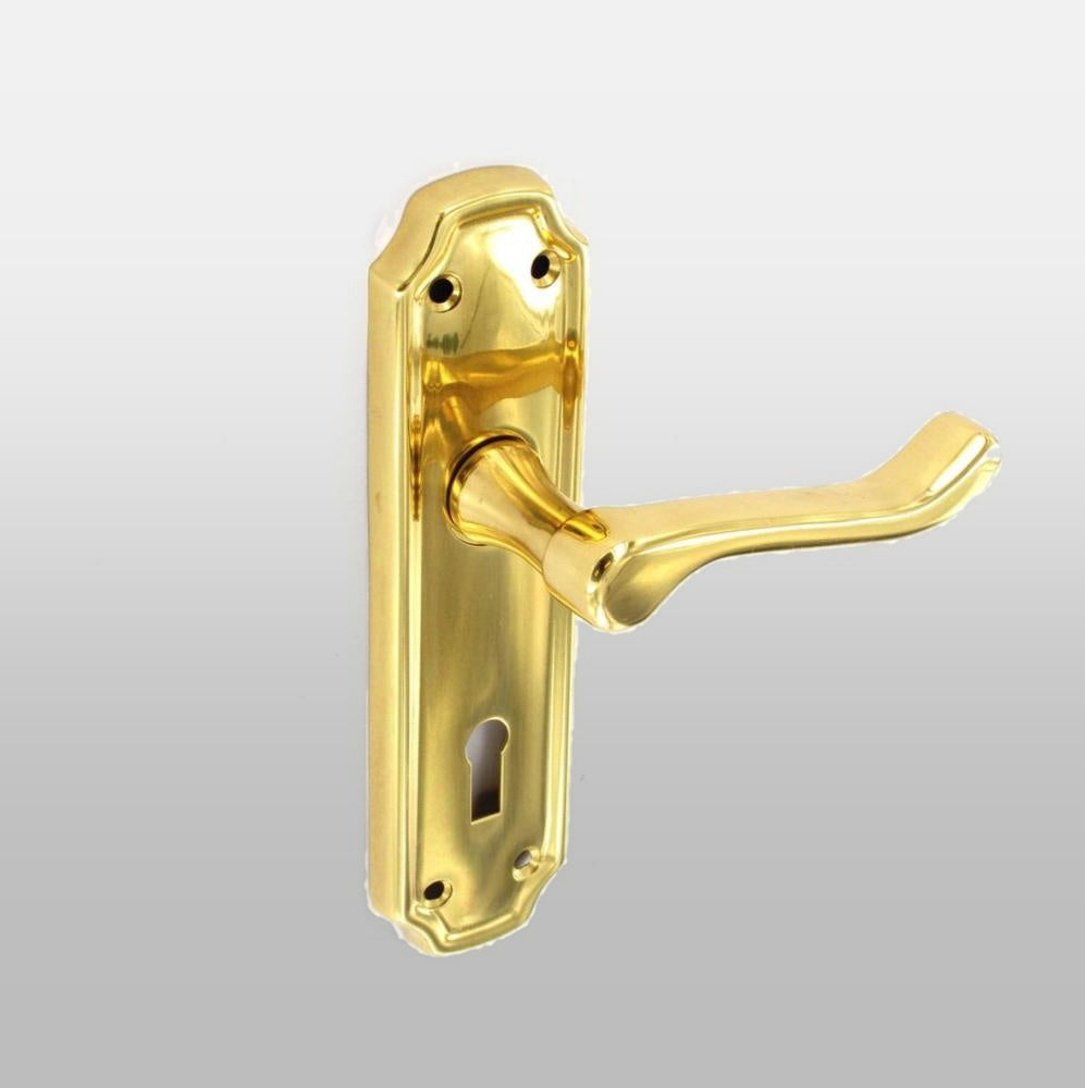 Solid Brass Brompton Style Door Lever Lock Handles - 170mm