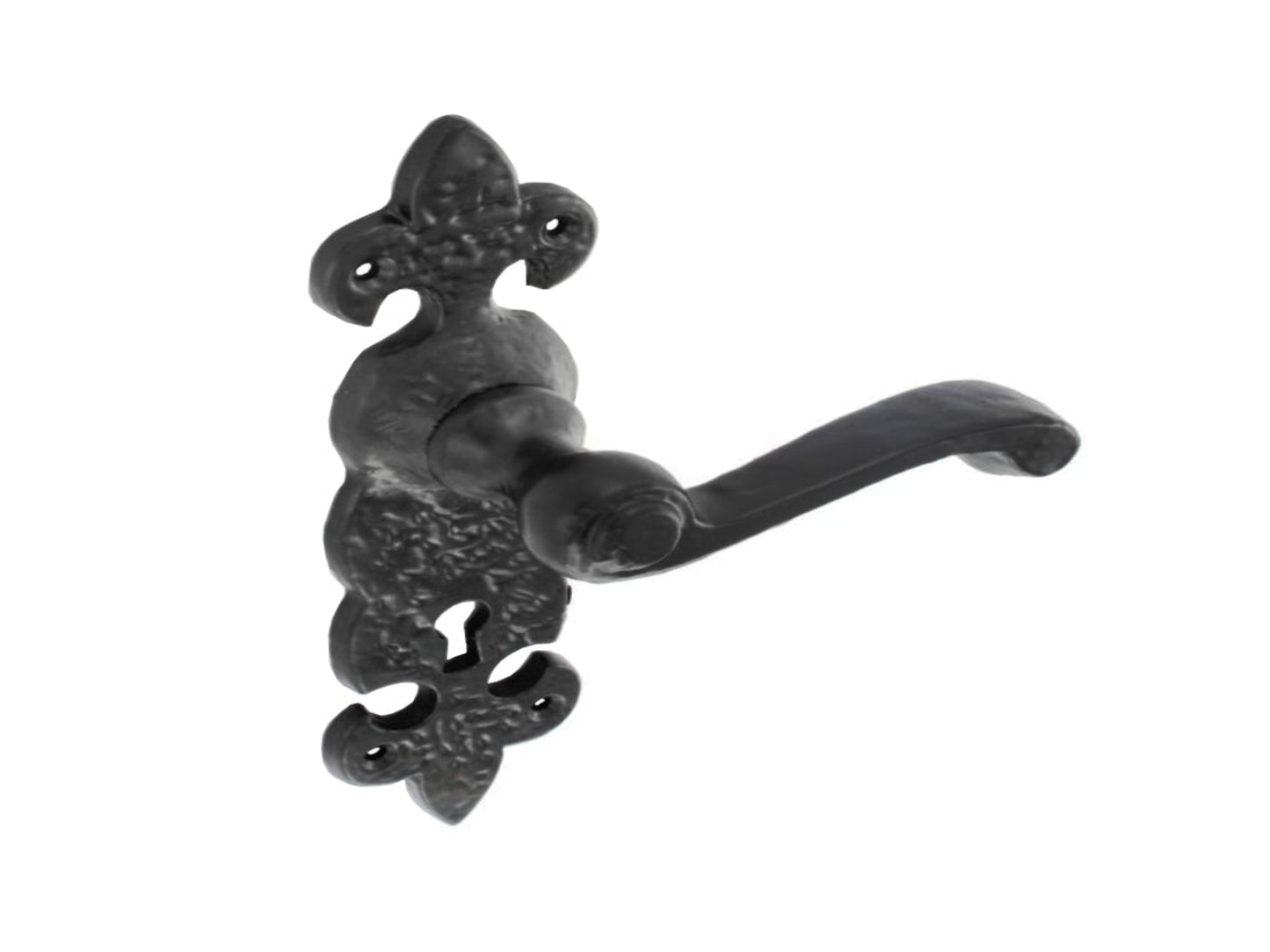 Forged Black Fleur-de-leys Lever Lock Handles - 190mm