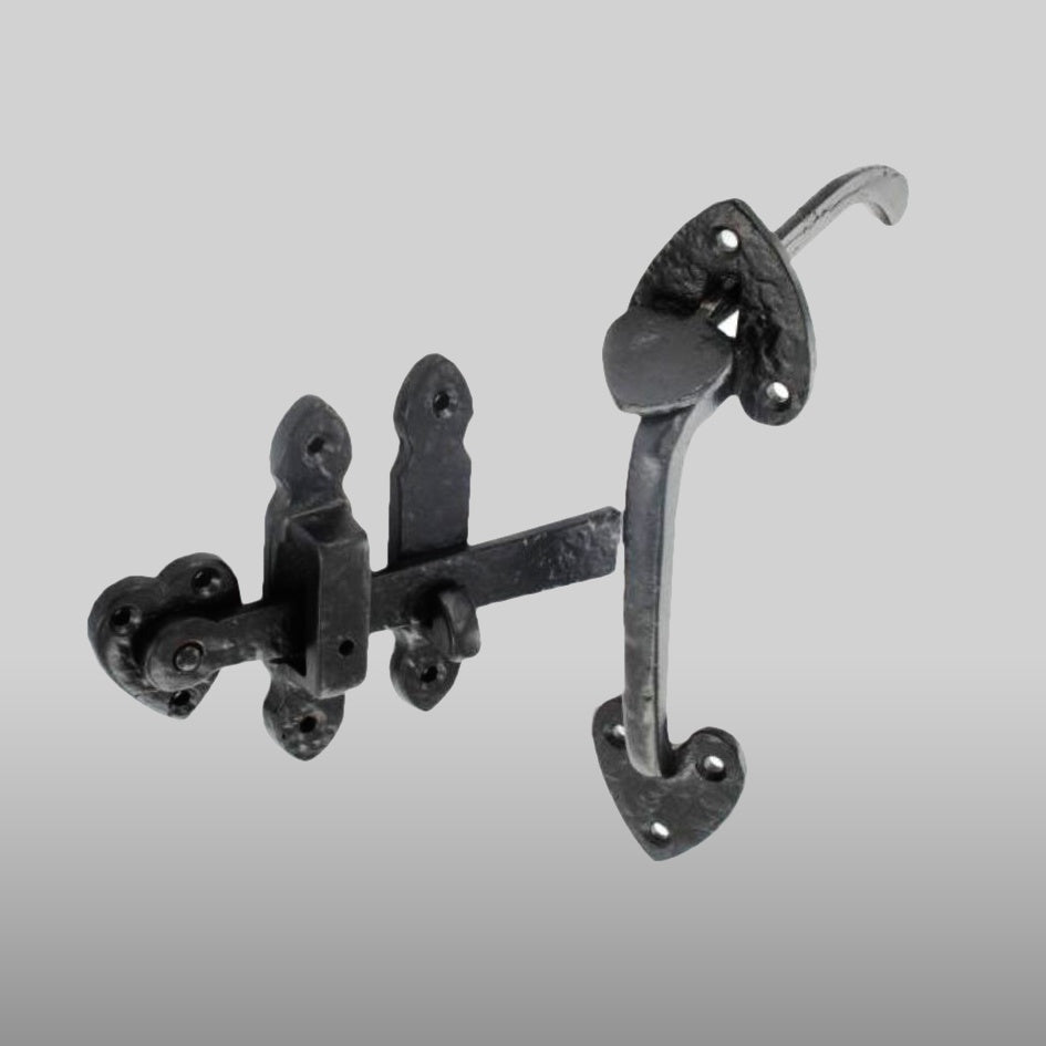 Antique Black Thumb Latch - Forged Suffolk Latch Set - 200mm