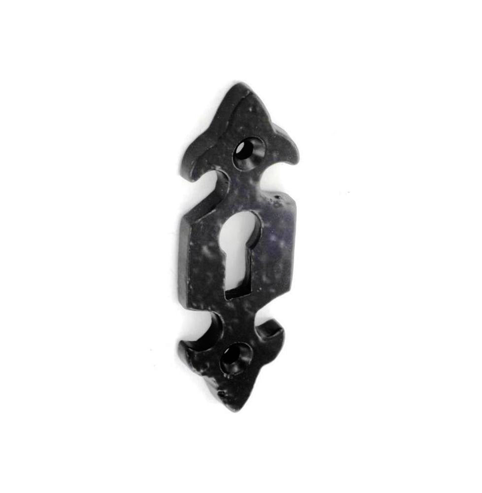 Forged Black Antique escutcheon 75mm - Fleur-De-Lys, Antiqued Black
