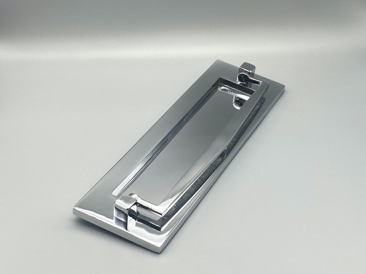 Solid Chrome Victorian Letter Plate with Knocker - 250mm x 75mm / (10" x 3")