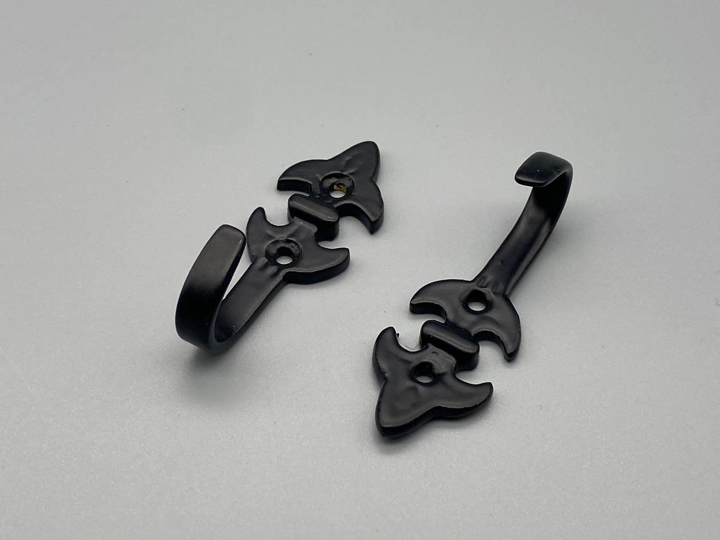 Pair of Black Curtain Tieback Fluer De Lis Hooks - 75mm