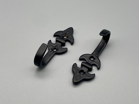 Pair of Black Curtain Tieback Fluer De Lis Hooks - 75mm