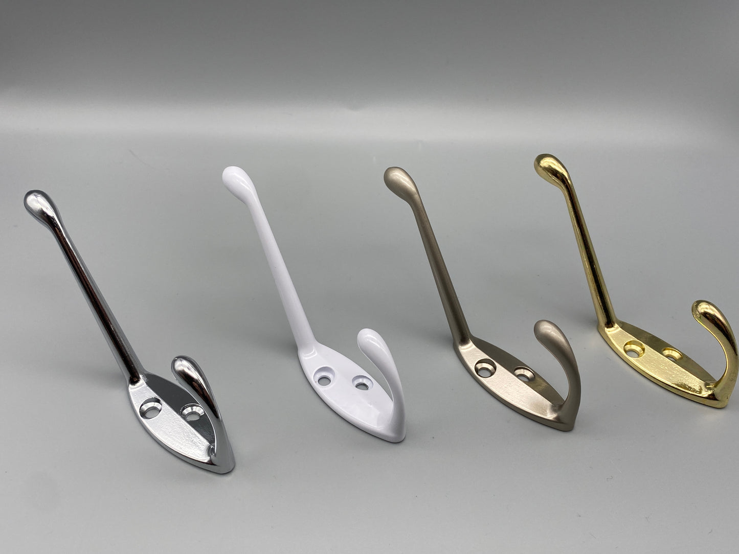 Double Metal Hooks - Hat & Coat Solid Metal Hooks - Various Finishings