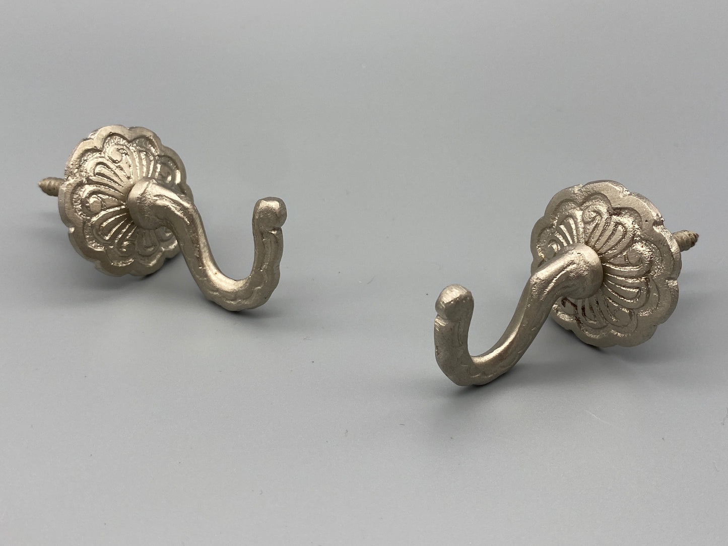 Pair of Rossette Wall Hooks - Screw Fixed Hooks - Solid Brass - Gold - Black - Satin & Chrome Options