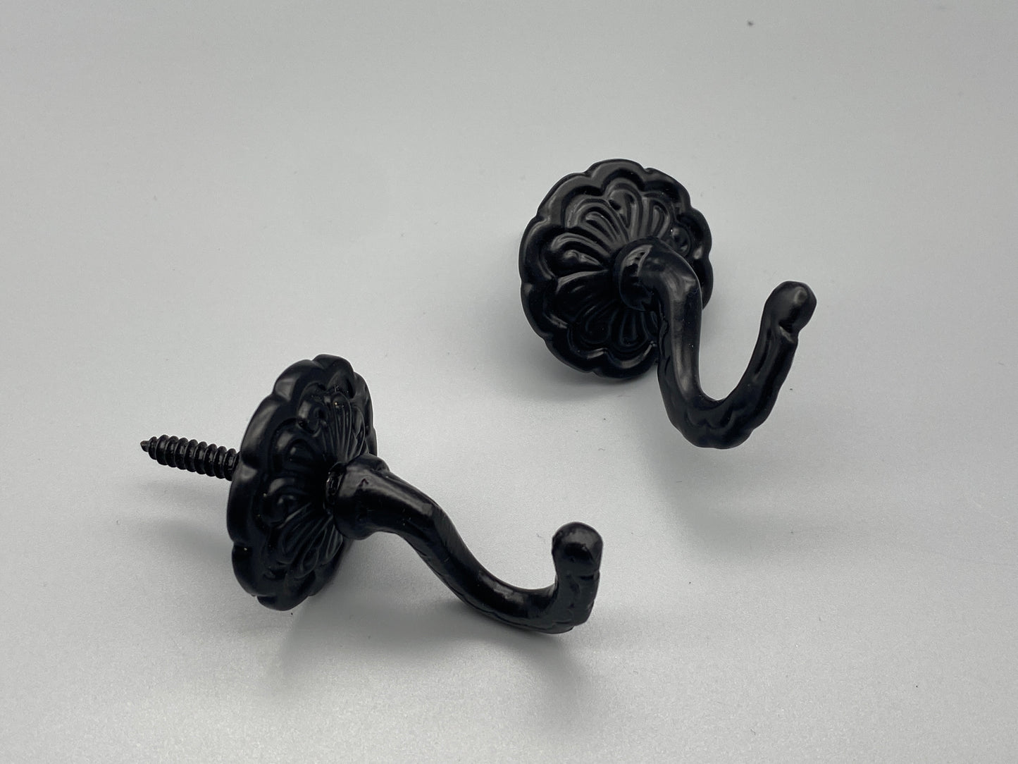 Pair of Rossette Wall Hooks - Screw Fixed Hooks - Solid Brass - Gold - Black - Satin & Chrome Options