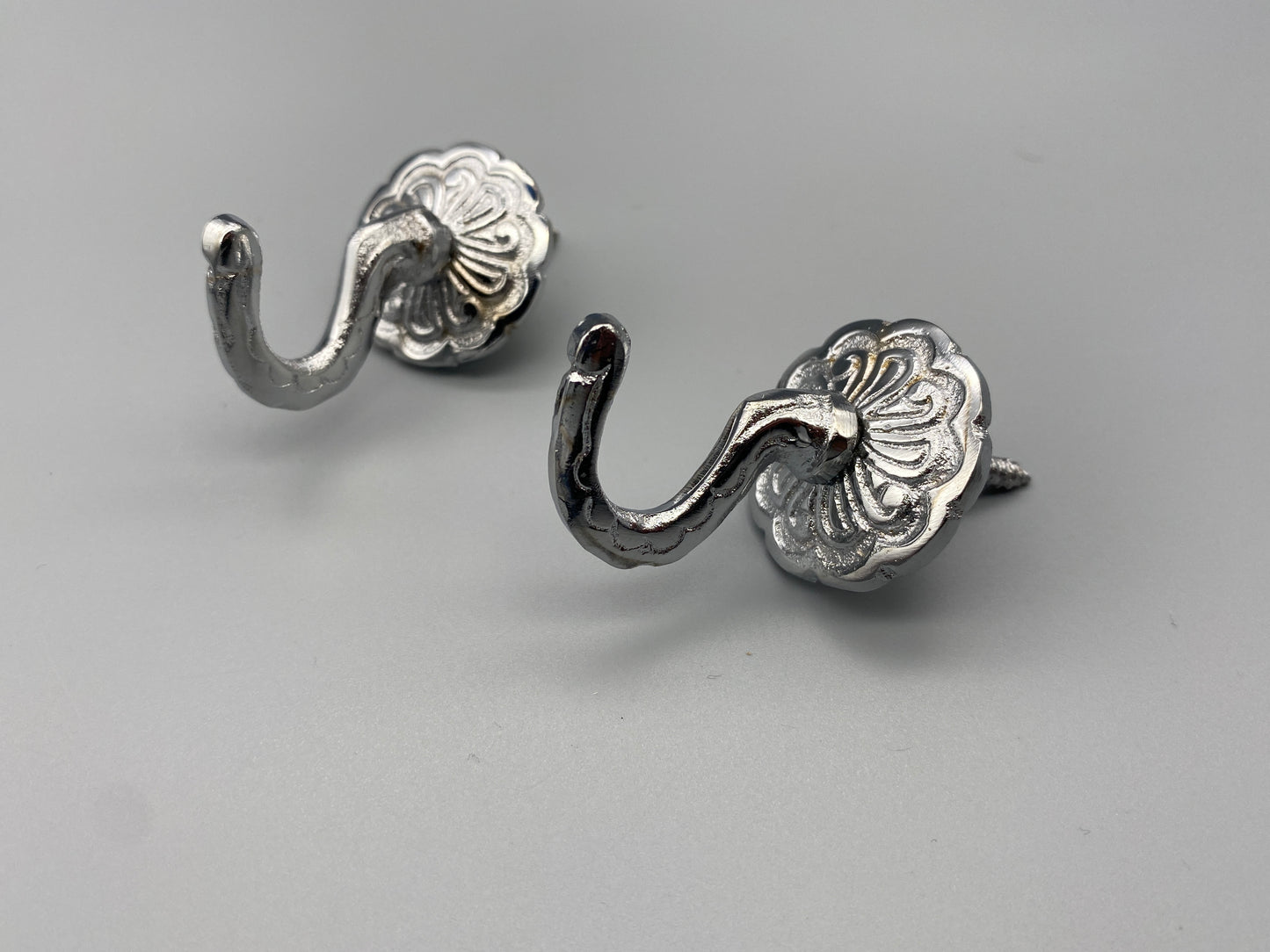 Pair of Rossette Wall Hooks - Screw Fixed Hooks - Solid Brass - Gold - Black - Satin & Chrome Options
